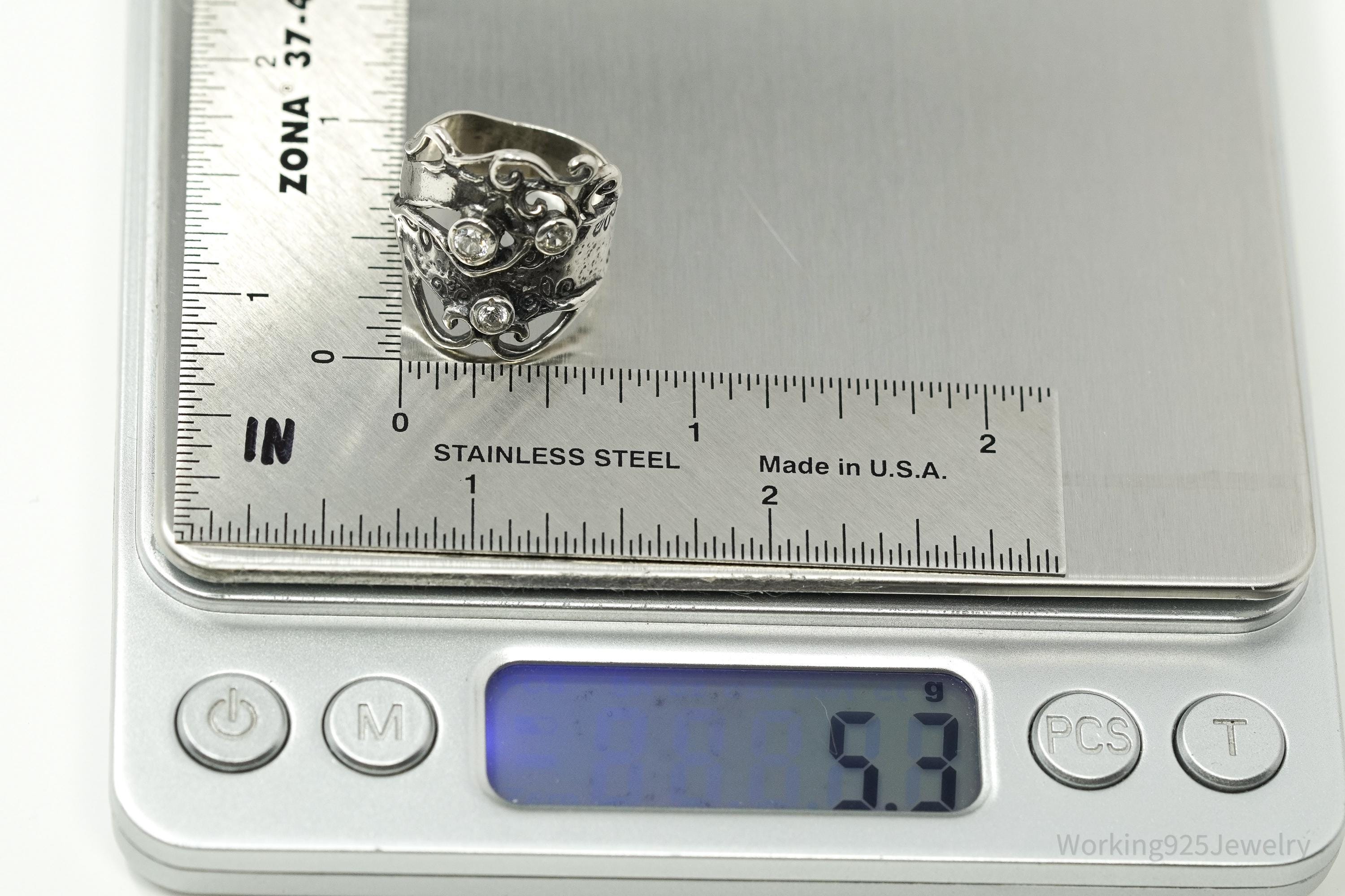 Vintage Israel Didae Cubic Zirconia Sterling Silver Ring - Size 7.25