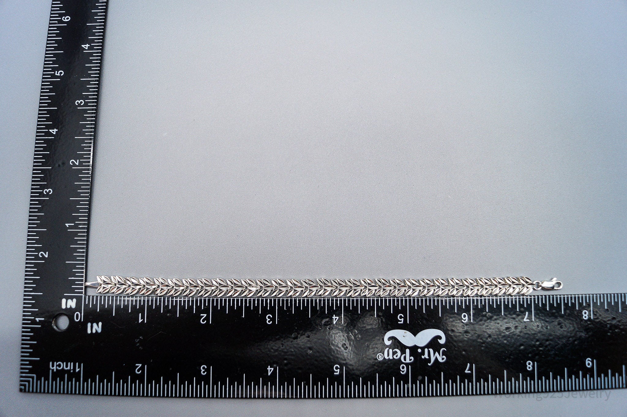 Vintage Bolivian Leaf Pattern Sterling Silver Bracelet 7.5"