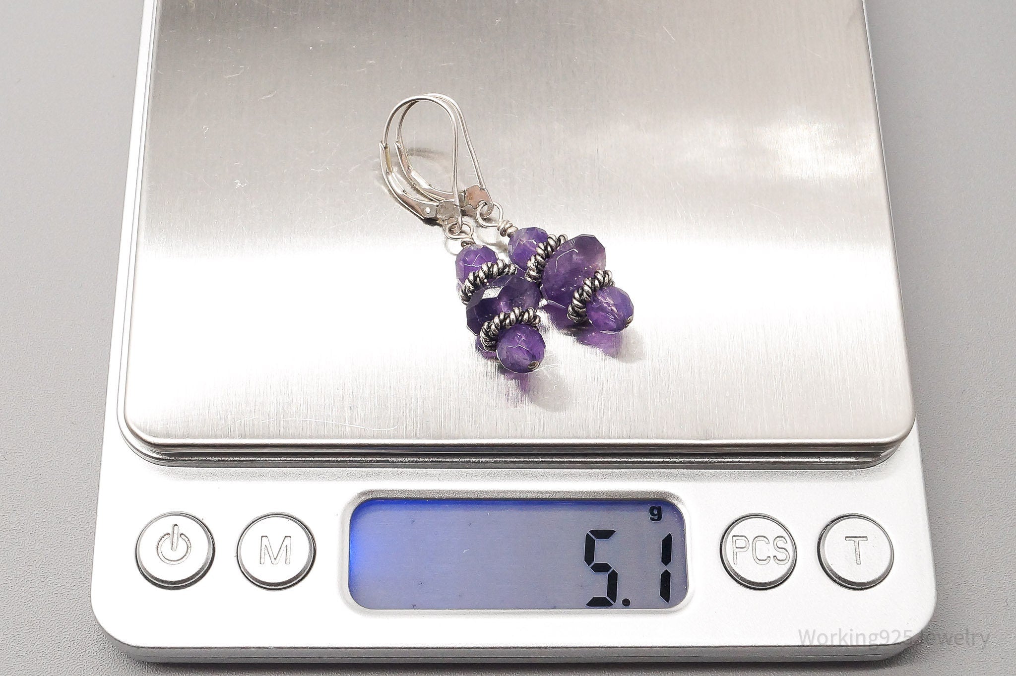 Vintage Amethyst Sterling Silver Dangle Earrings
