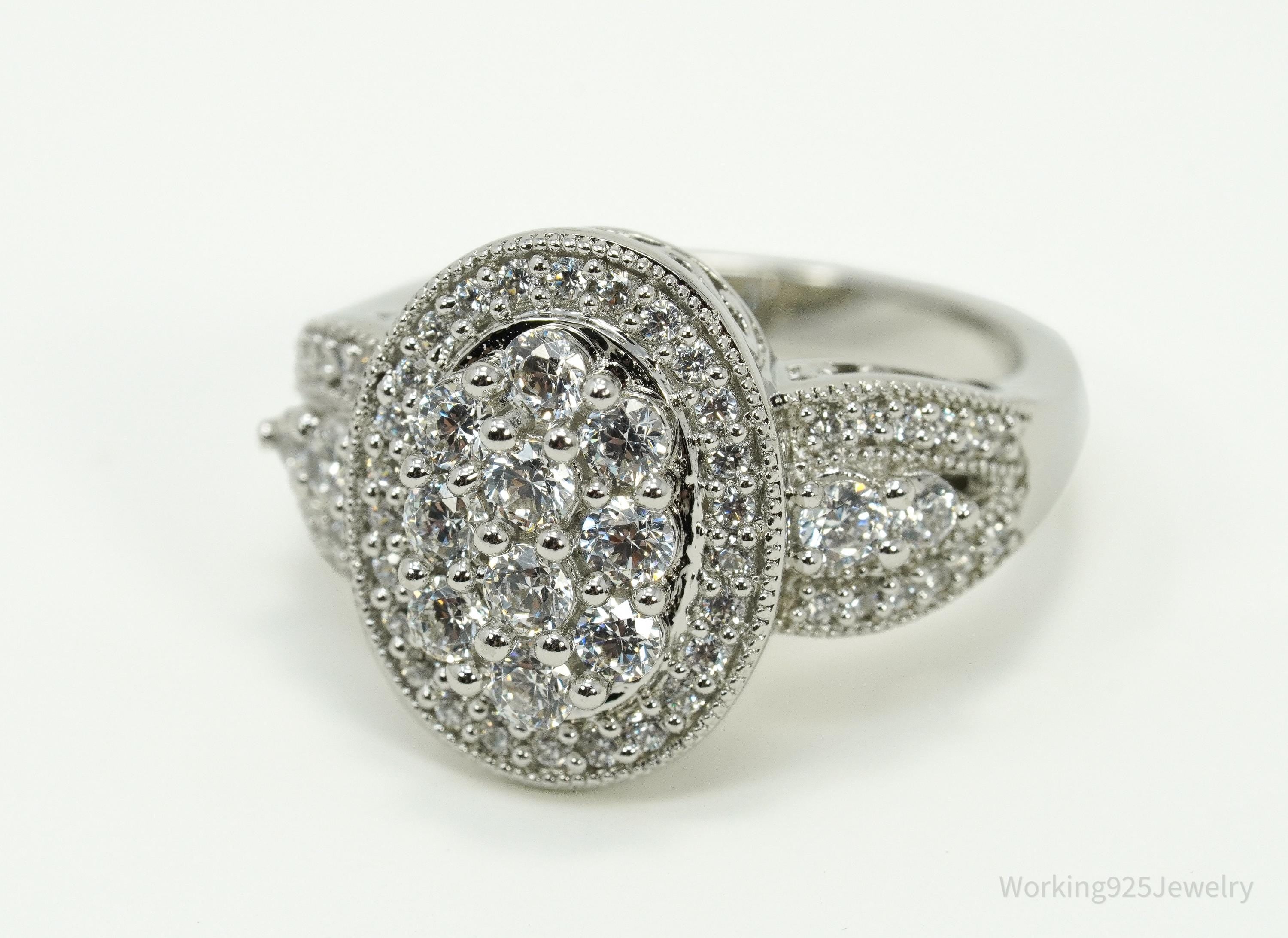 Vintage Cubic Zirconia Sterling Silver Ring - Size 7