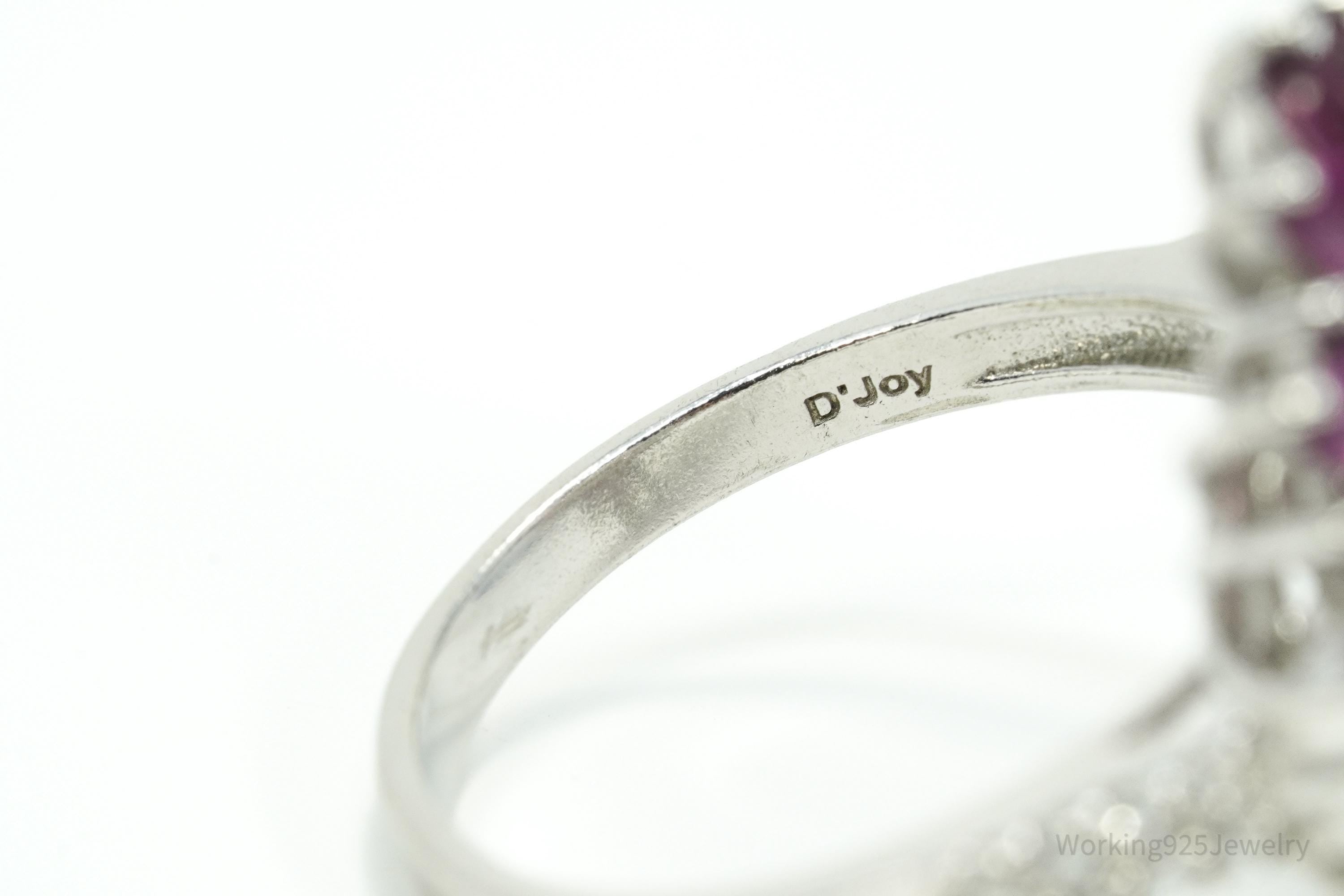 Rhodolite Garnet & White Zircon Sterling Silver Ring - Size 10.25