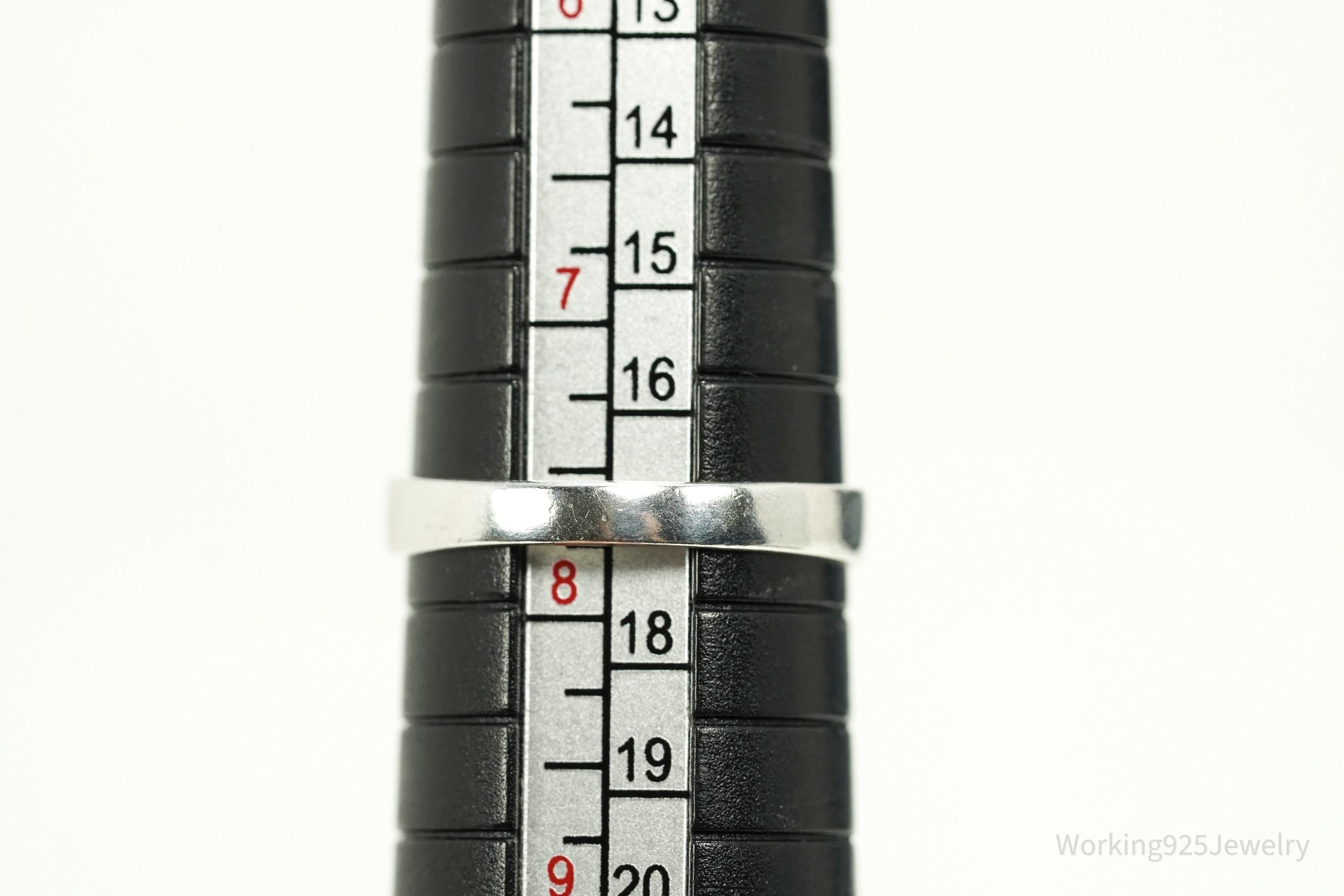 Vintage Mexico Modernist Cubic Zirconia Sterling Silver Ring - Size 7.75