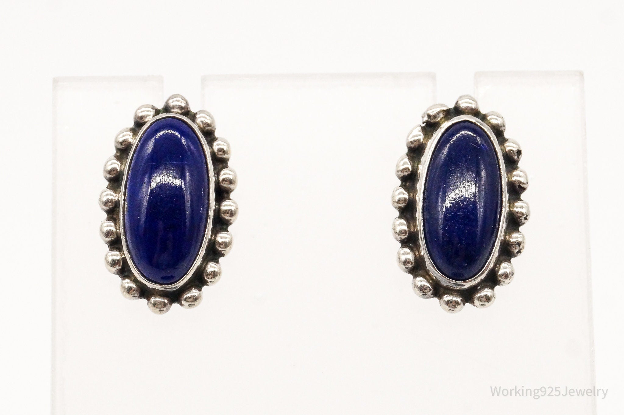 Vintage Native American VM Lapis Lazuli Sterling Silver Earrings