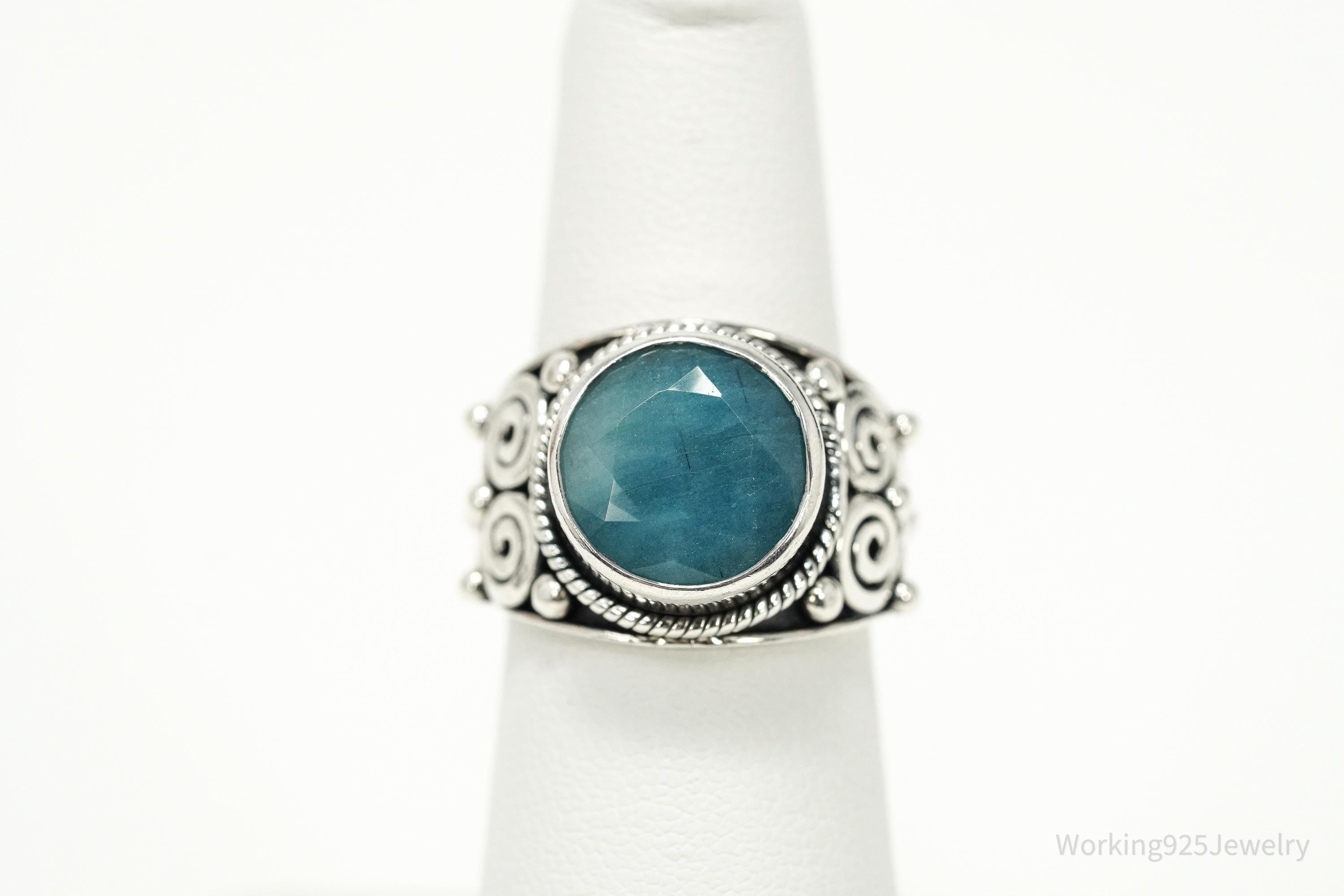 Vintage Samuel J Benham BJC Aquamarine Sterling Silver Ring - Size 6.25