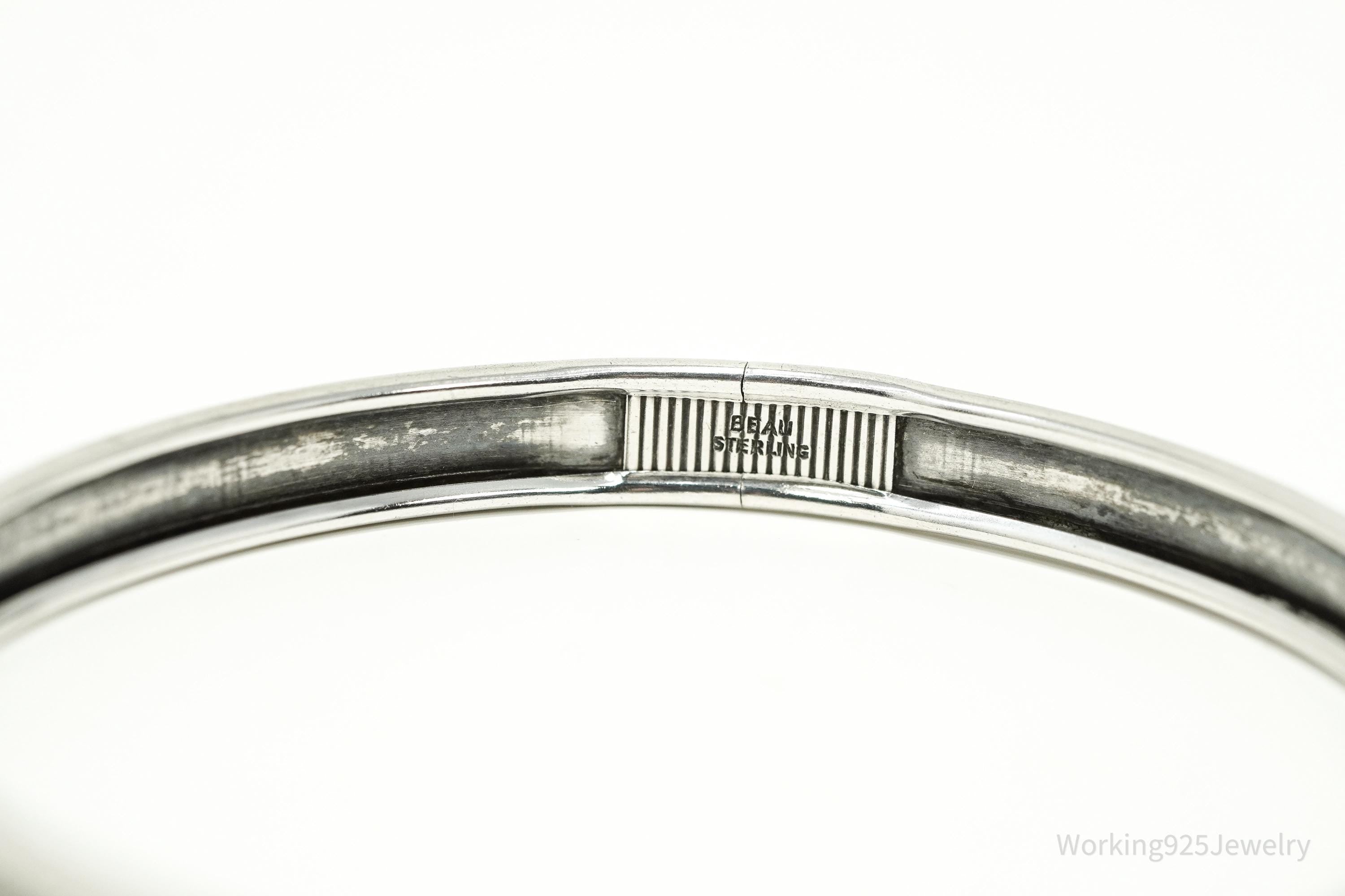 Antique Beau Art Deco Sterling Silver Bangle Bracelet 7 7/8"