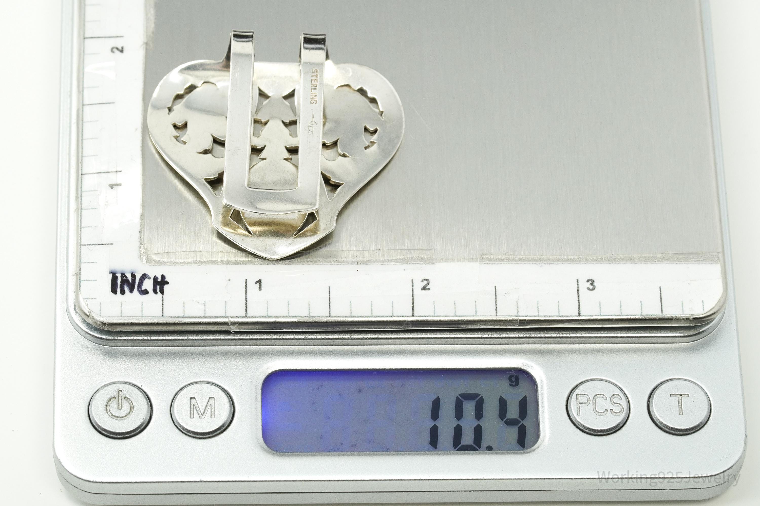 Antique Designer Webster Initial Sterling Silver Napkin Money Clip