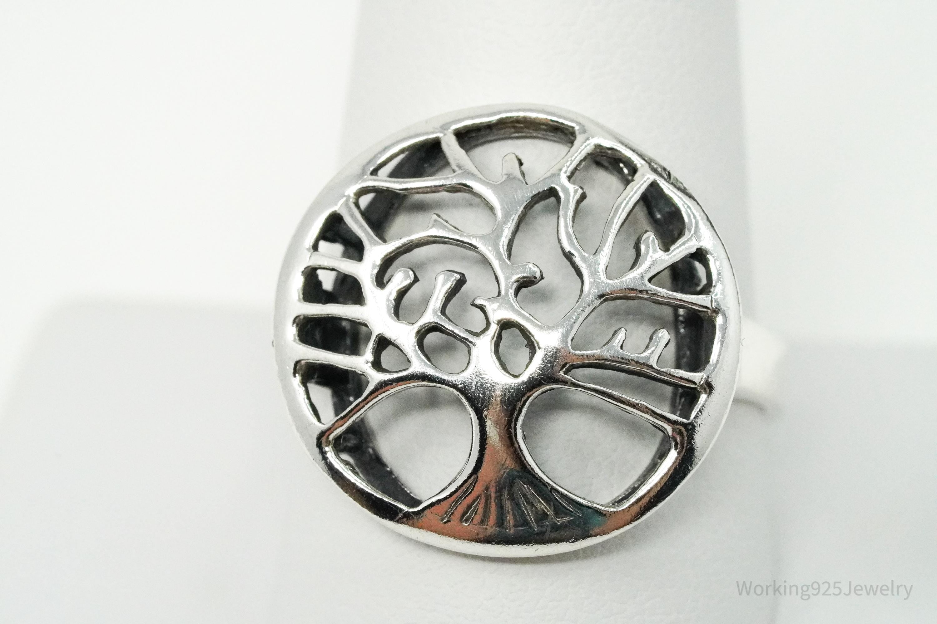 Vintage Tree Of Life Sterling Silver Ring - Size 11