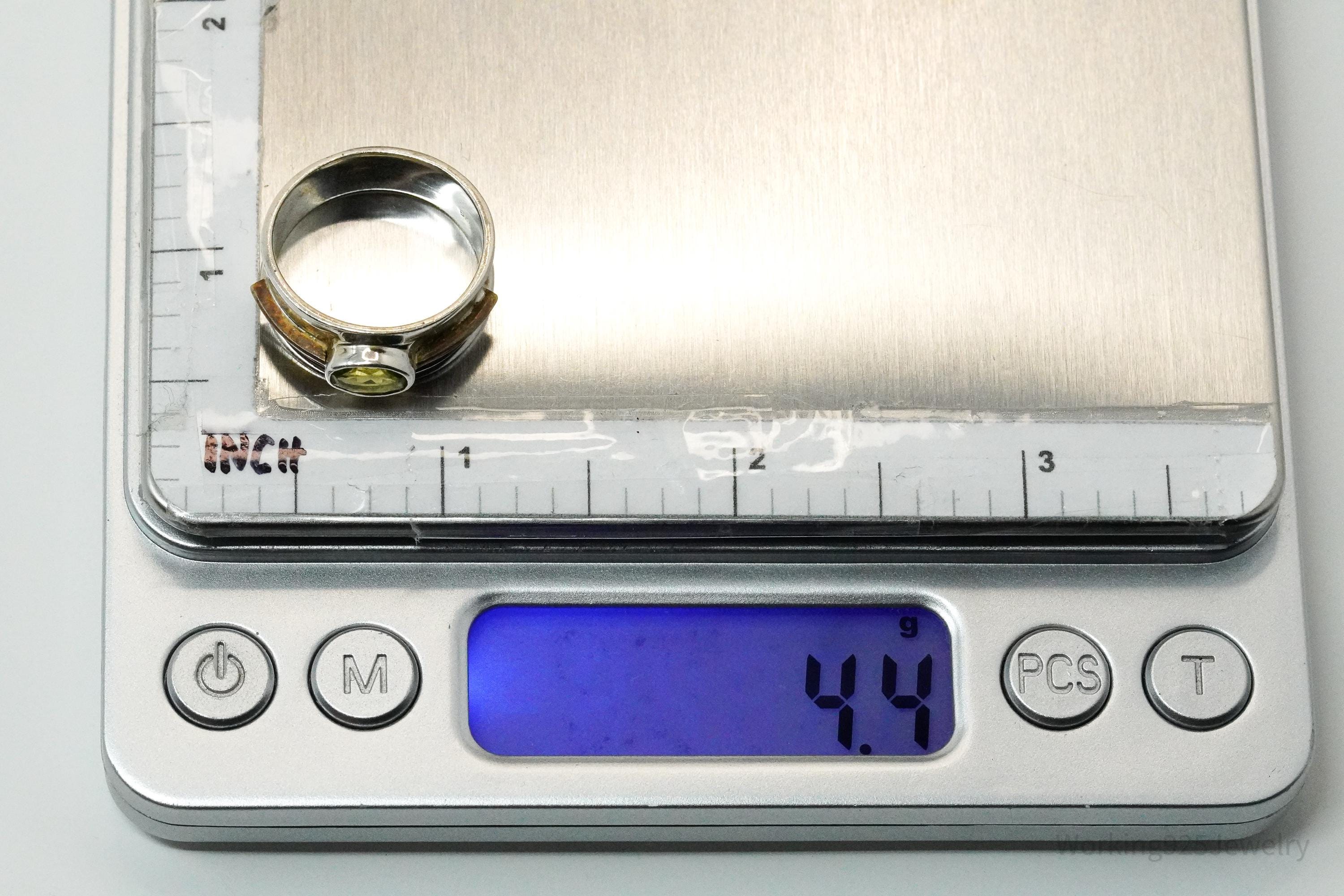 Vintage Peridot & Copper Sterling Silver Ring - Size 7.75