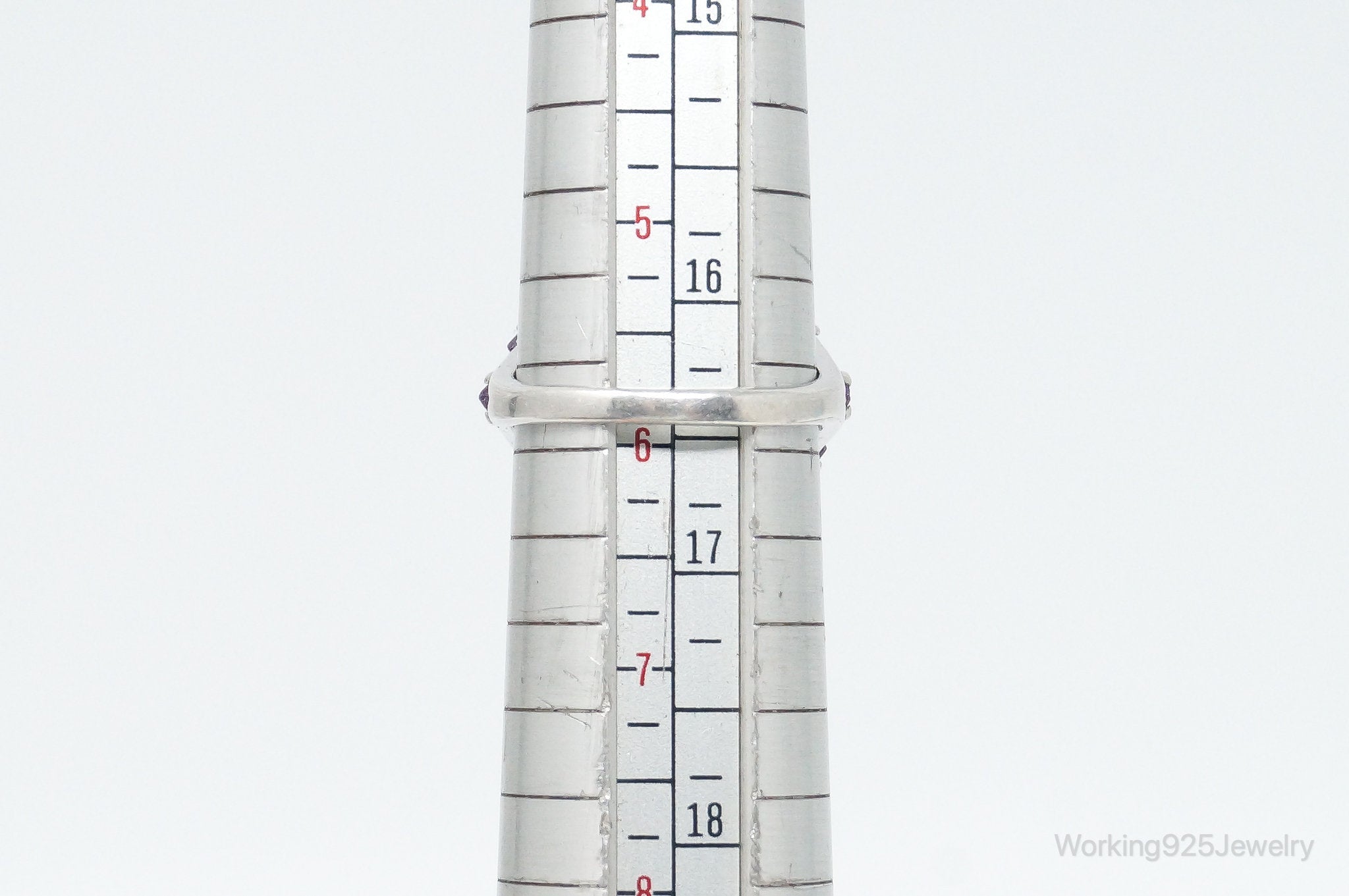 Vintage Amethyst Cubic Zirconia Sterling Silver Ring - SZ 5.75