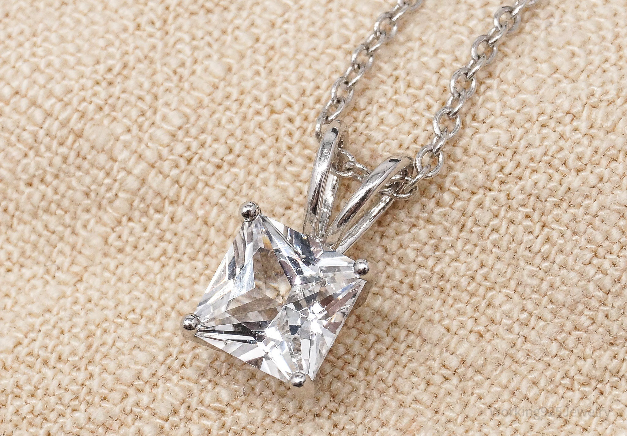 Vintage White Sapphire Sterling Silver Necklace 18"