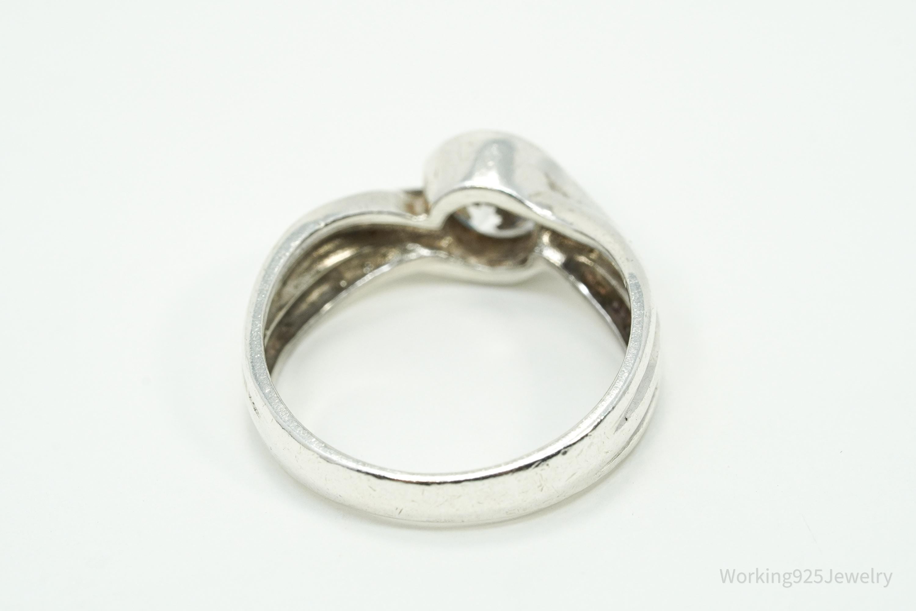 Vintage Cubic Zirconia Sterling Silver Ring - Size 7