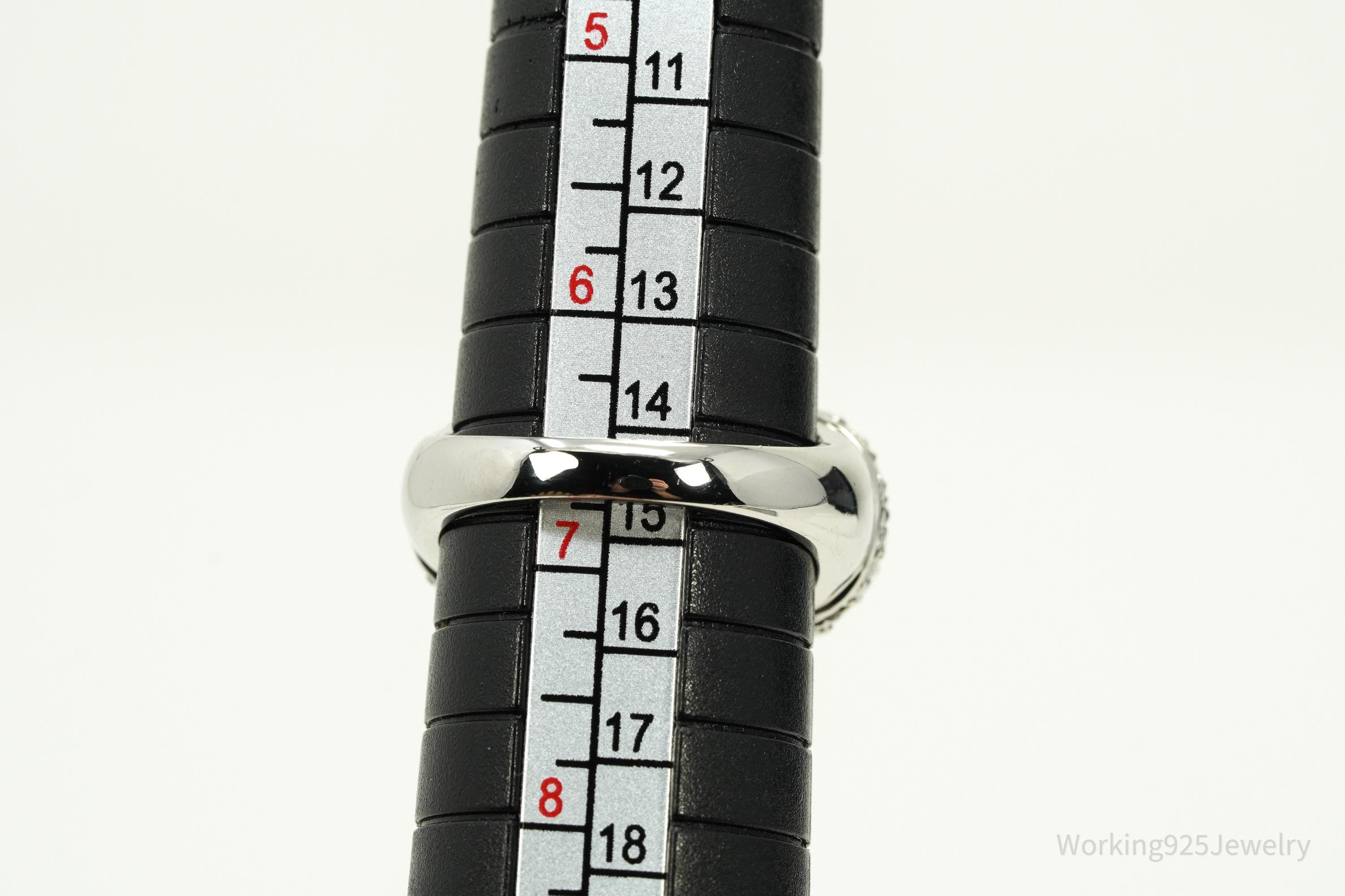 Vintage Ross Simons Pearl & Cubic Zirconia Enamel Sterling Silver Ring - Size 6.75