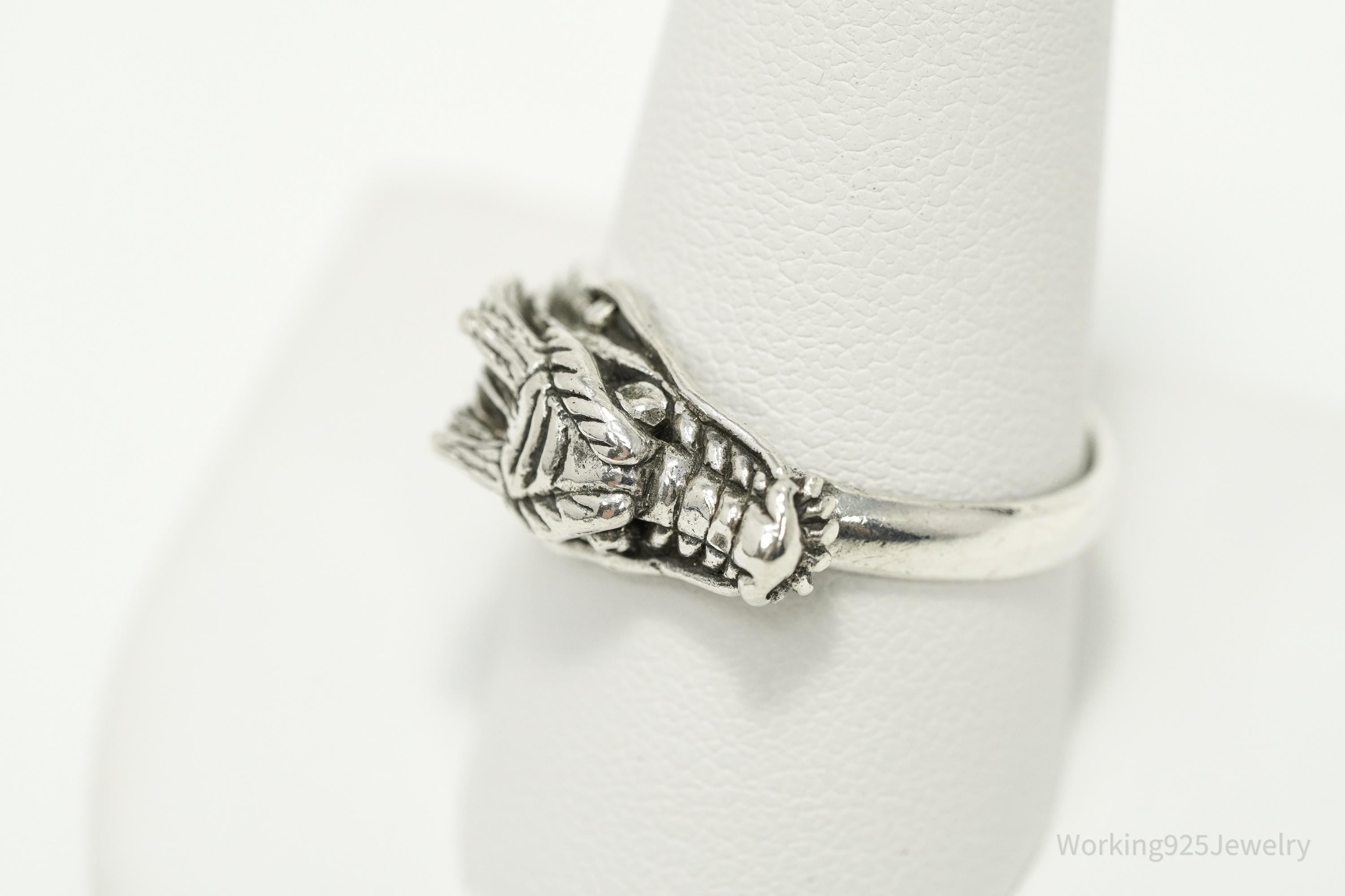 Vintage Dragon Head Sterling Silver Ring - Size 10.25