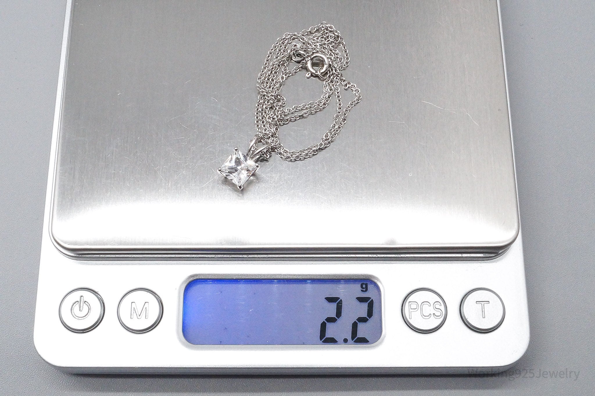 Vintage White Sapphire Sterling Silver Necklace 18"