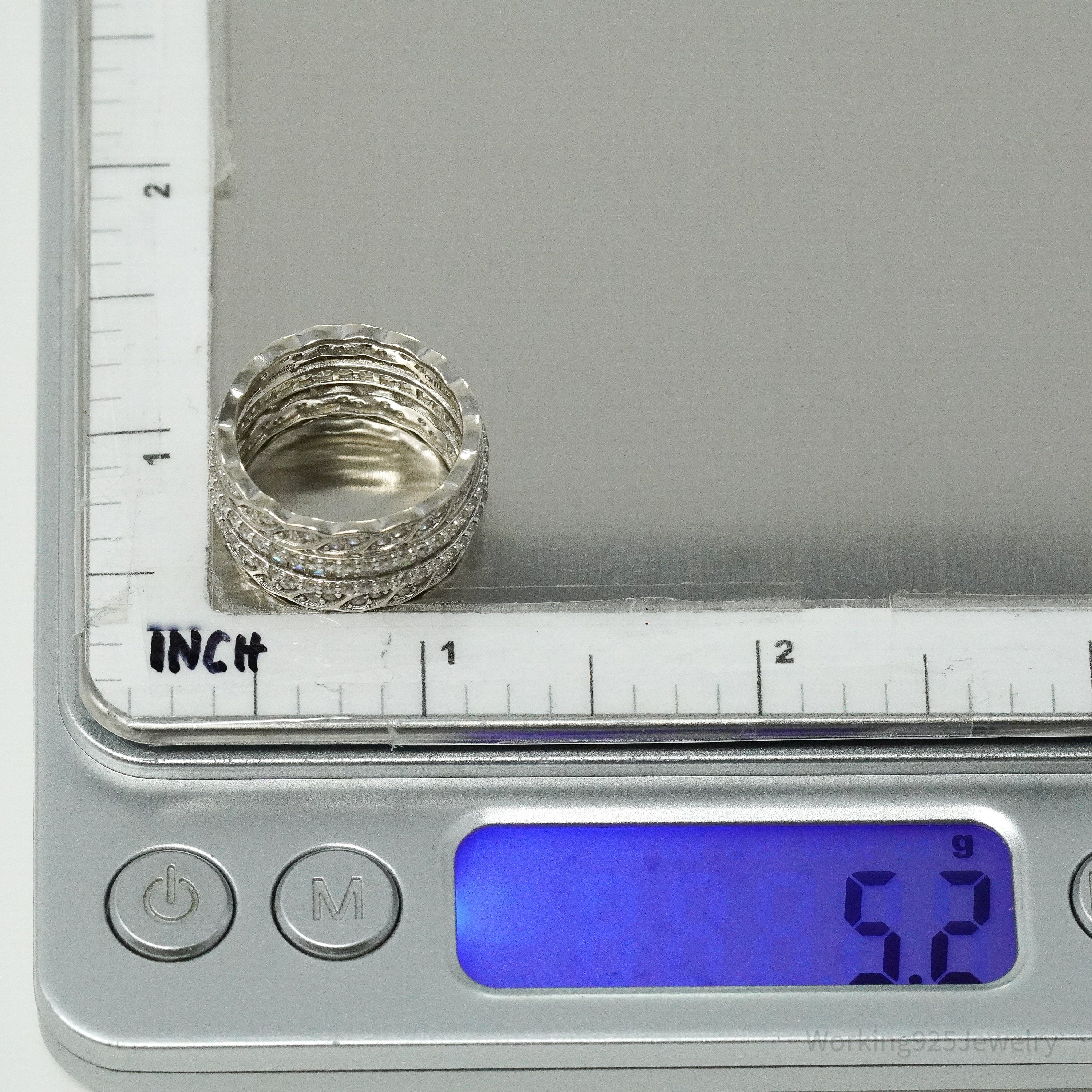 Vintage Cubic Zirconia Sterling Silver Band Ring - Size 6.25