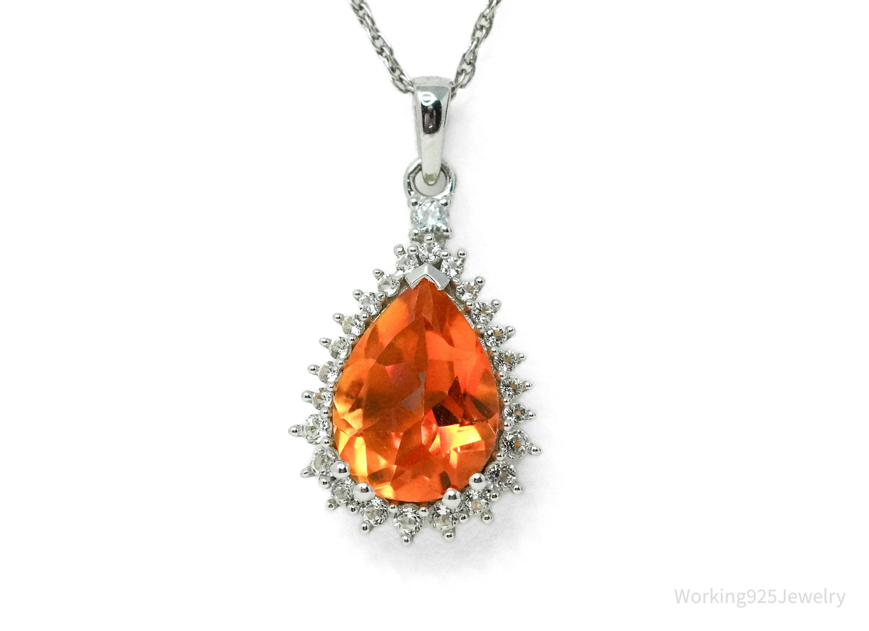 JTV's TGGC Orange Mystic Topaz & White Topaz Sterling Silver Necklace 18"