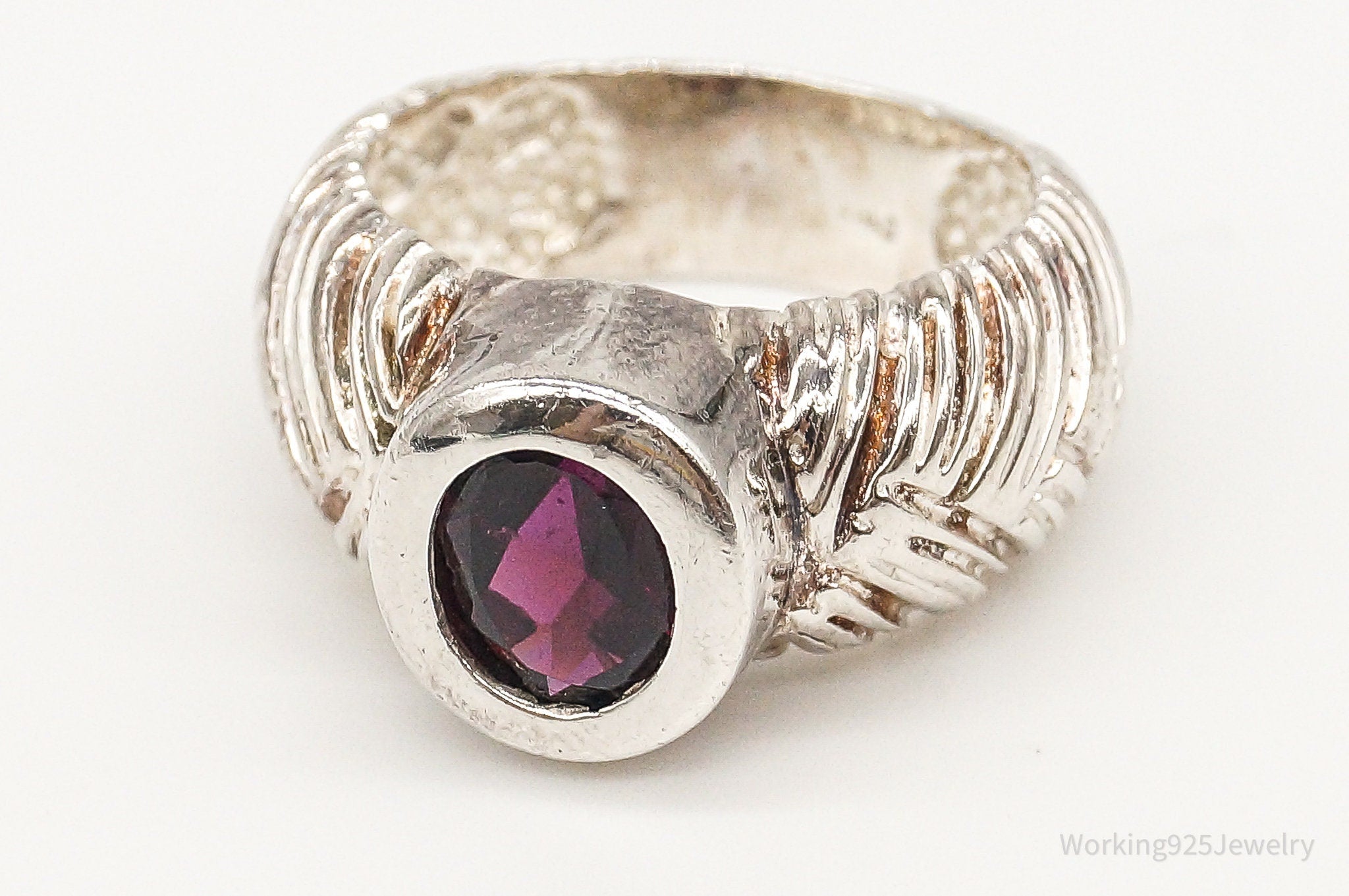 Vintage Rhodolite Garnet Sterling Silver Ring Size 6.25