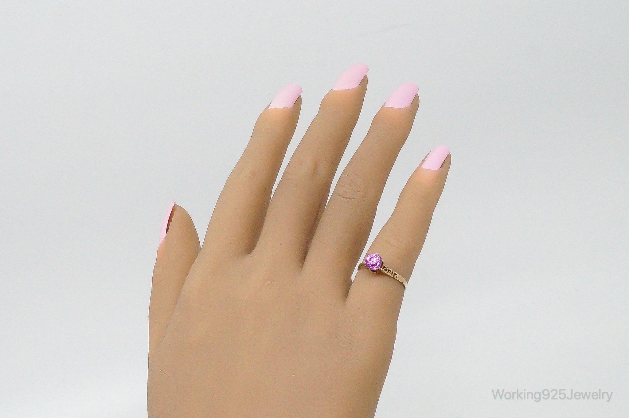 Antique Pink Sapphire 10K Gold Ring