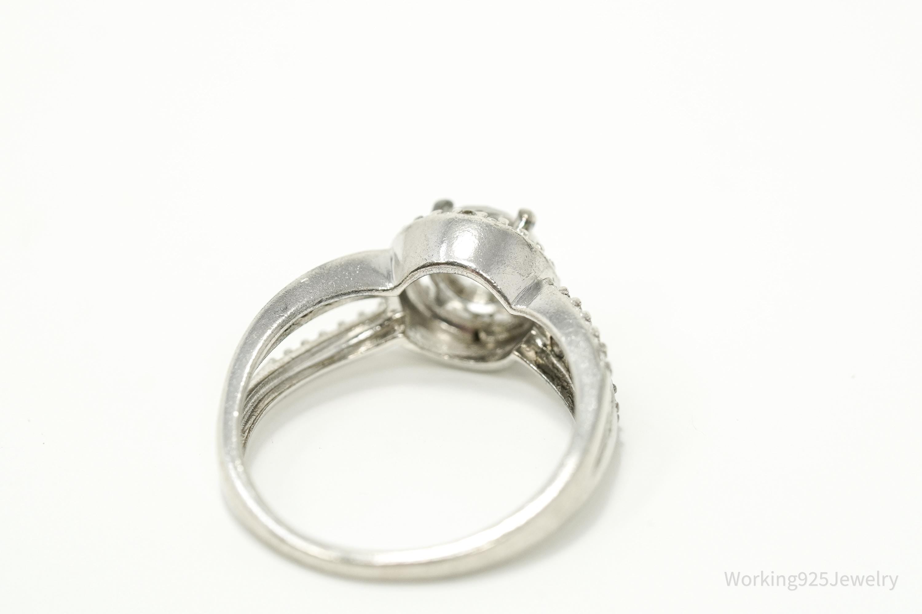 Vintage Cubic Zirconia Sterling Silver Ring - Size 7