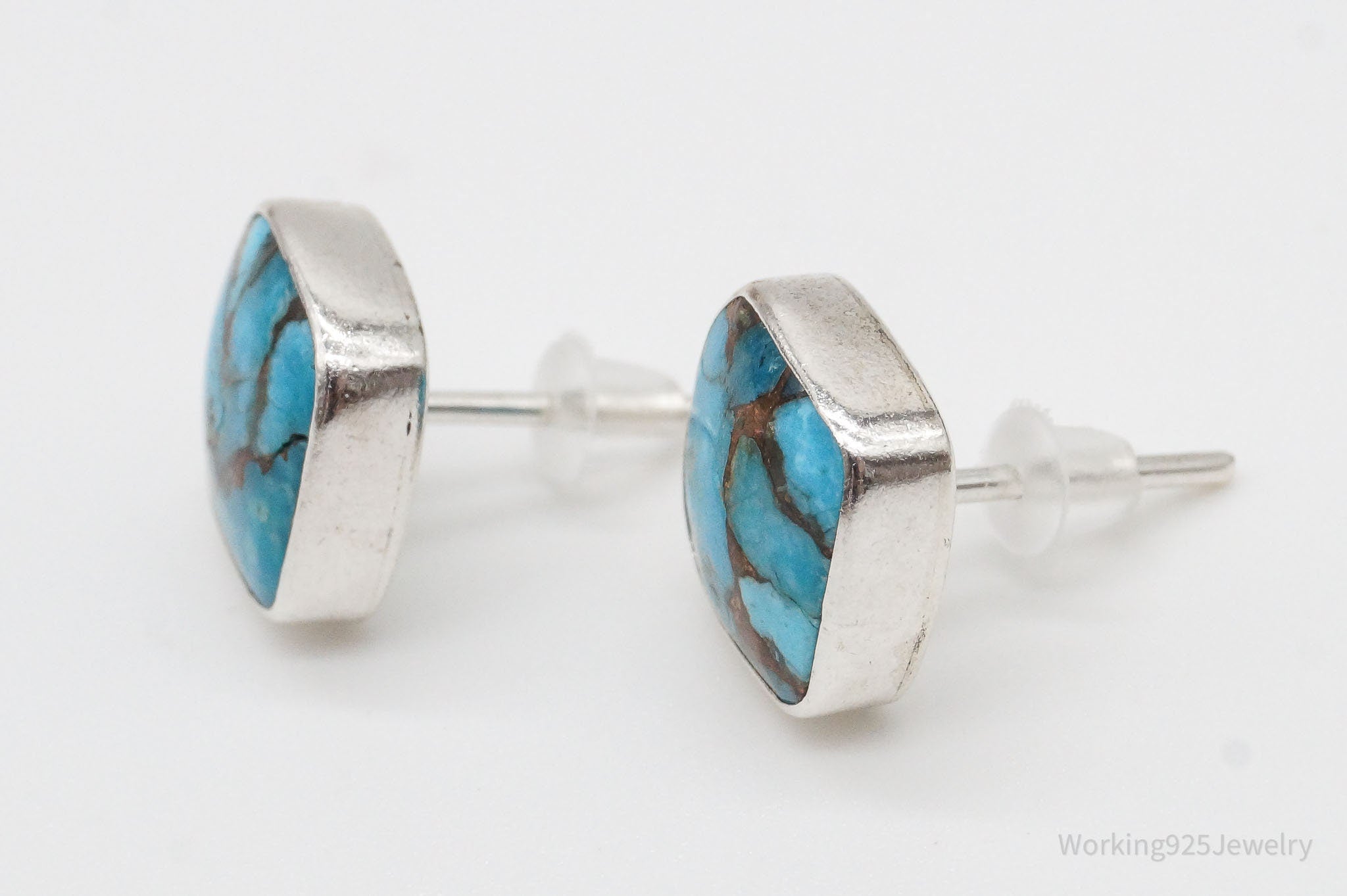 Vintage Blue Mojave Turquoise 950 Silver Earrings