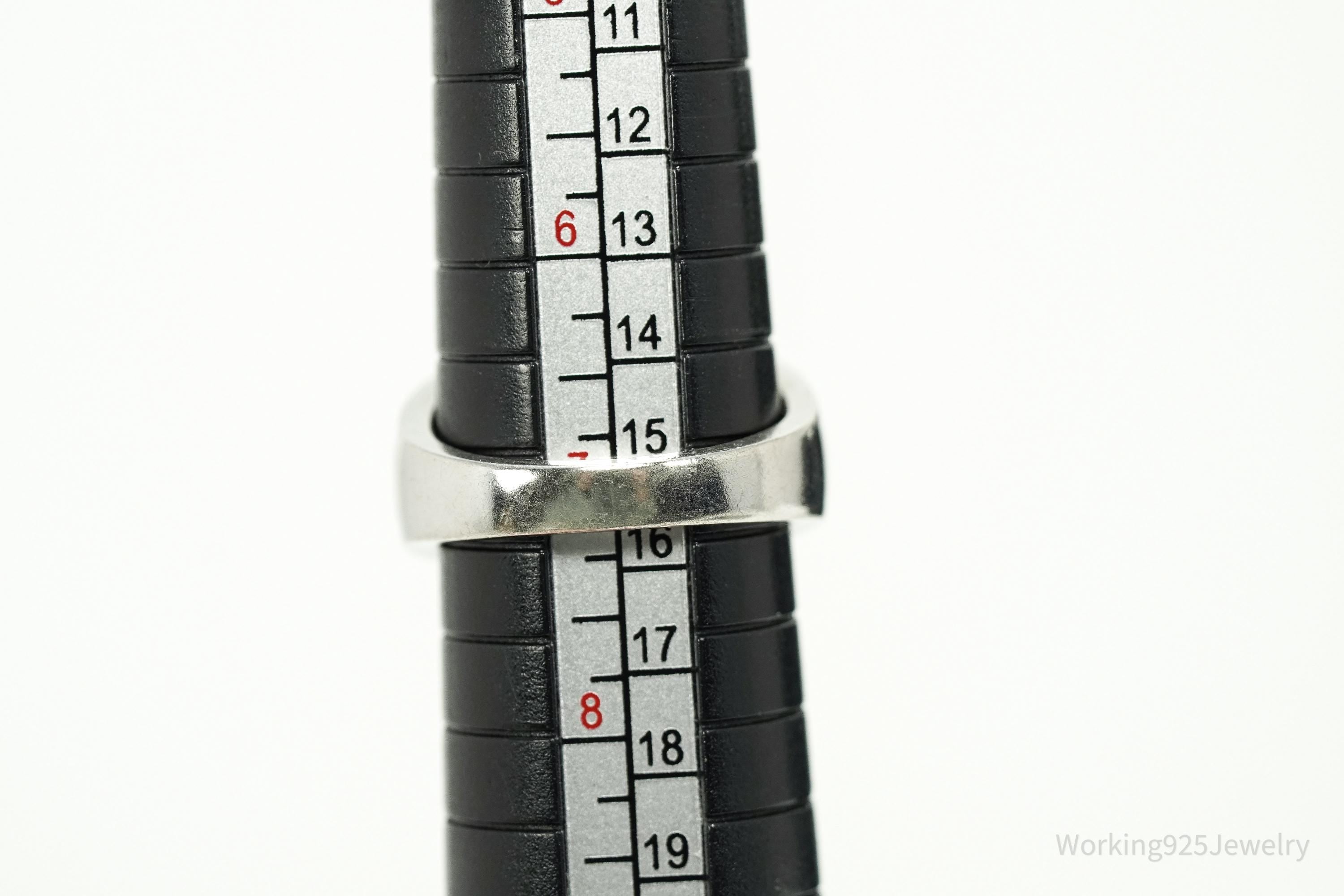 Vintage Cubic Zirconia Platinum Clad Sterling Silver Ring - Size 7