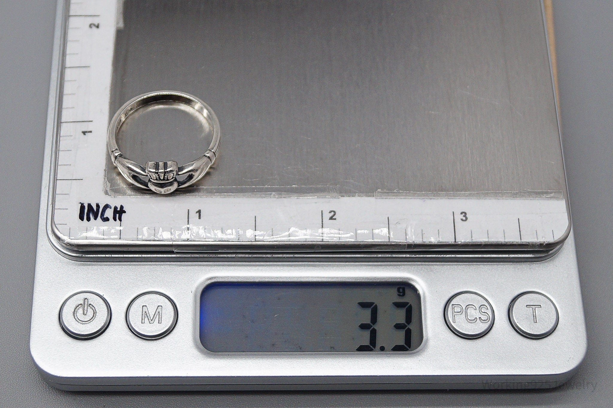 Vintage Irish Heart Claddagh Sterling Silver Ring - Size 8.75