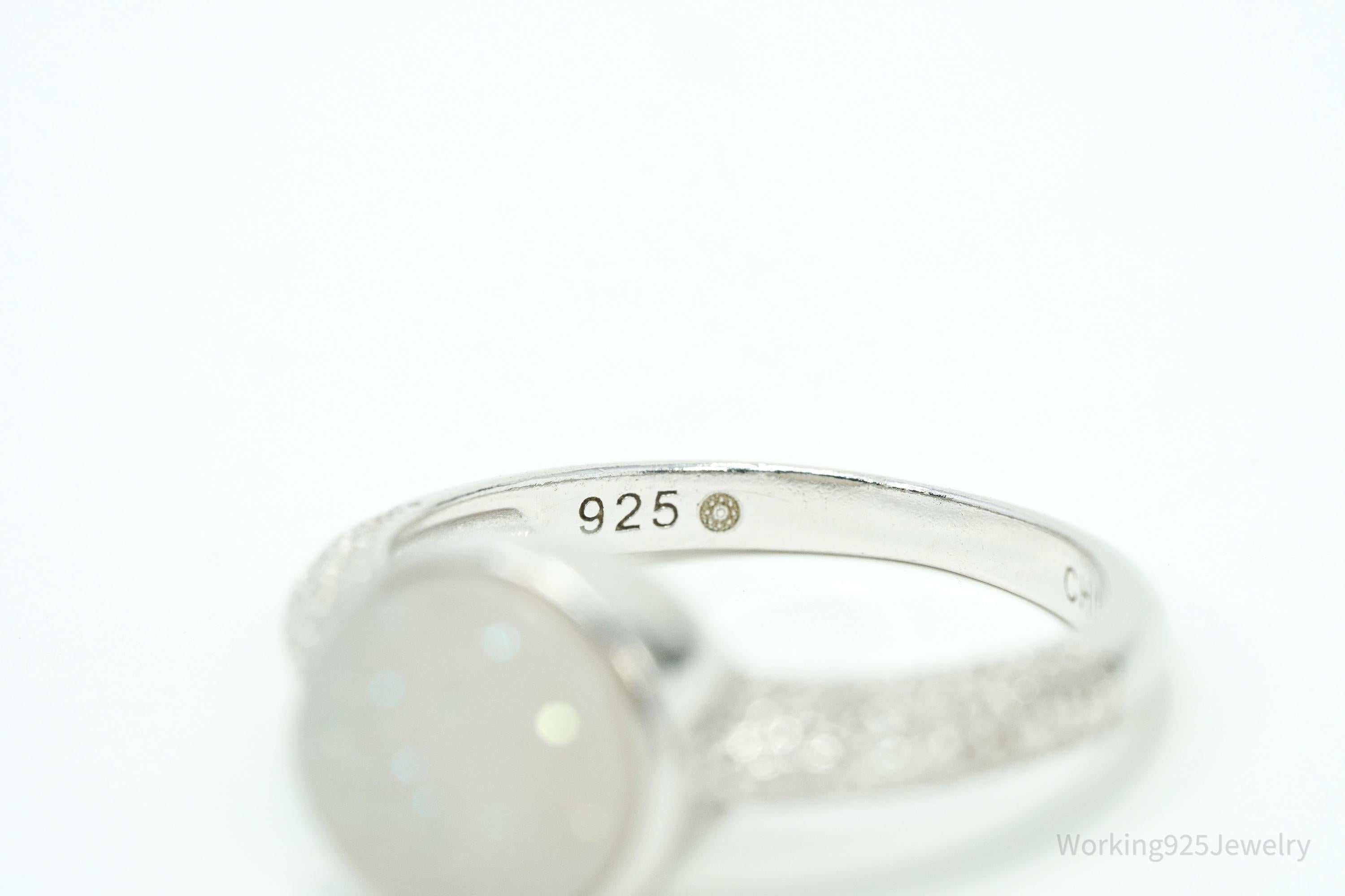 Vintage Druzy Quartz Sterling Silver Ring - Size 7.25