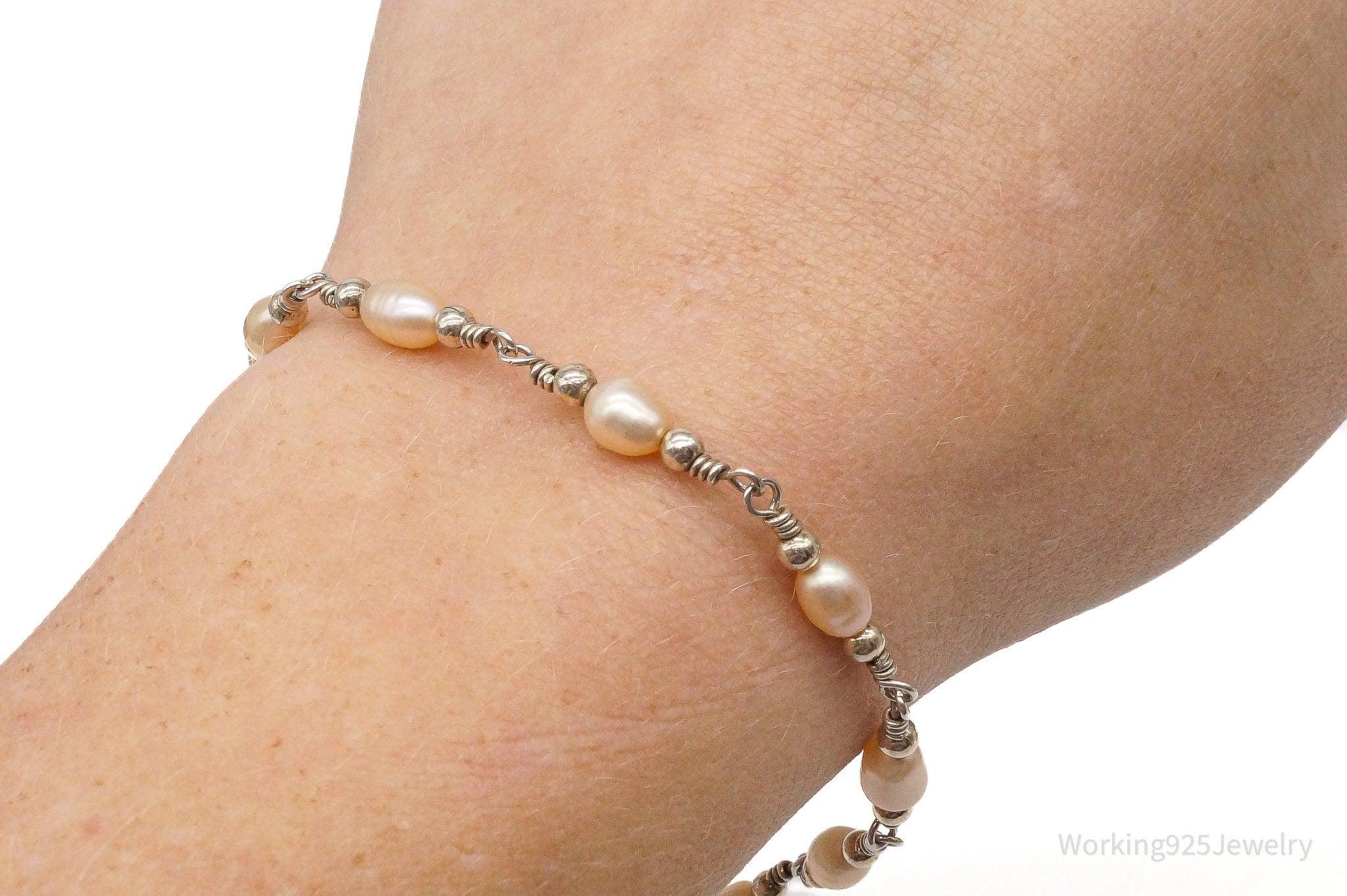 Vintage Pearls Silver Chain Bracelet / Anklet