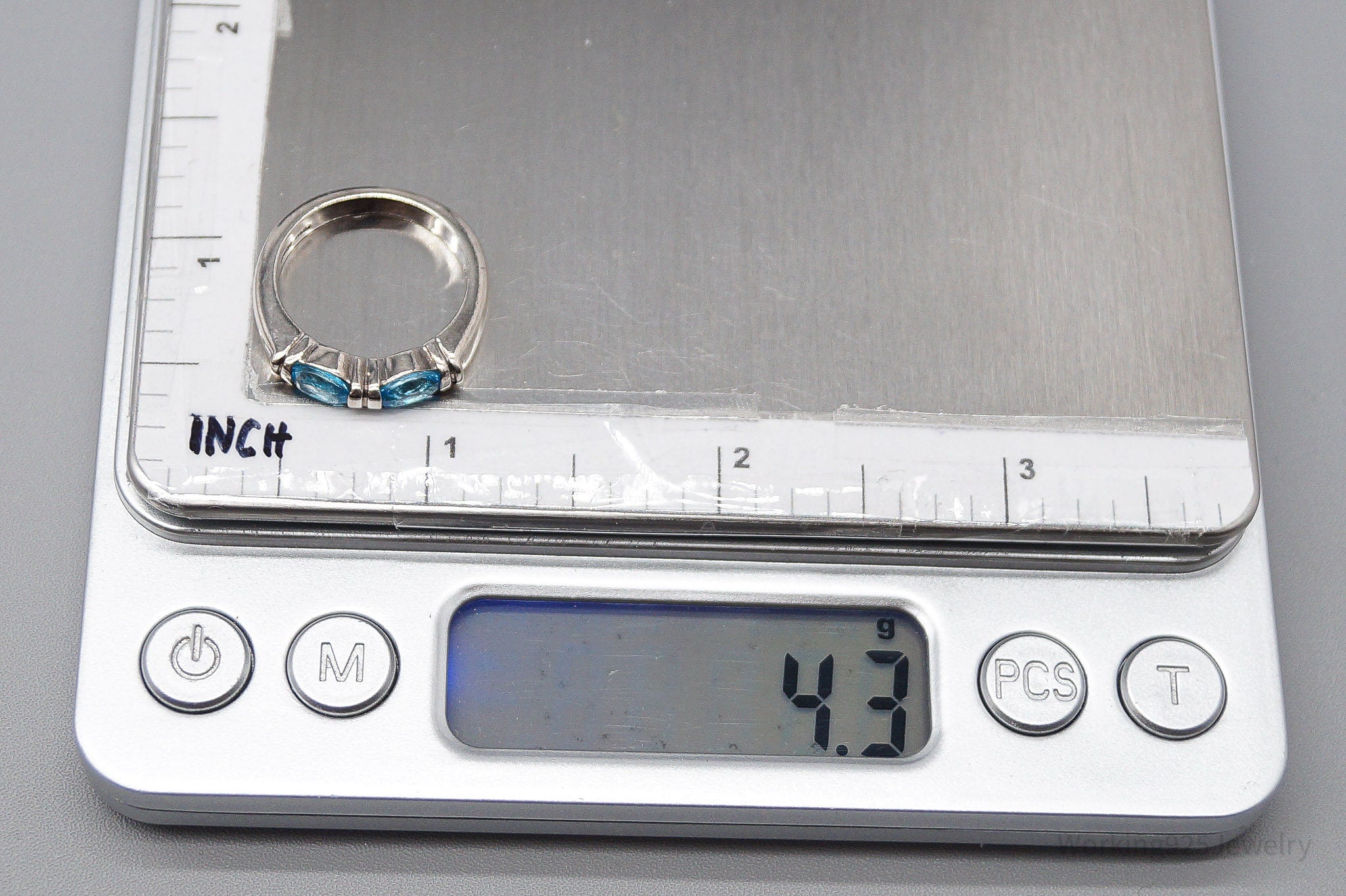 Vintage Blue Topaz Sterling Silver Ring - Size 6