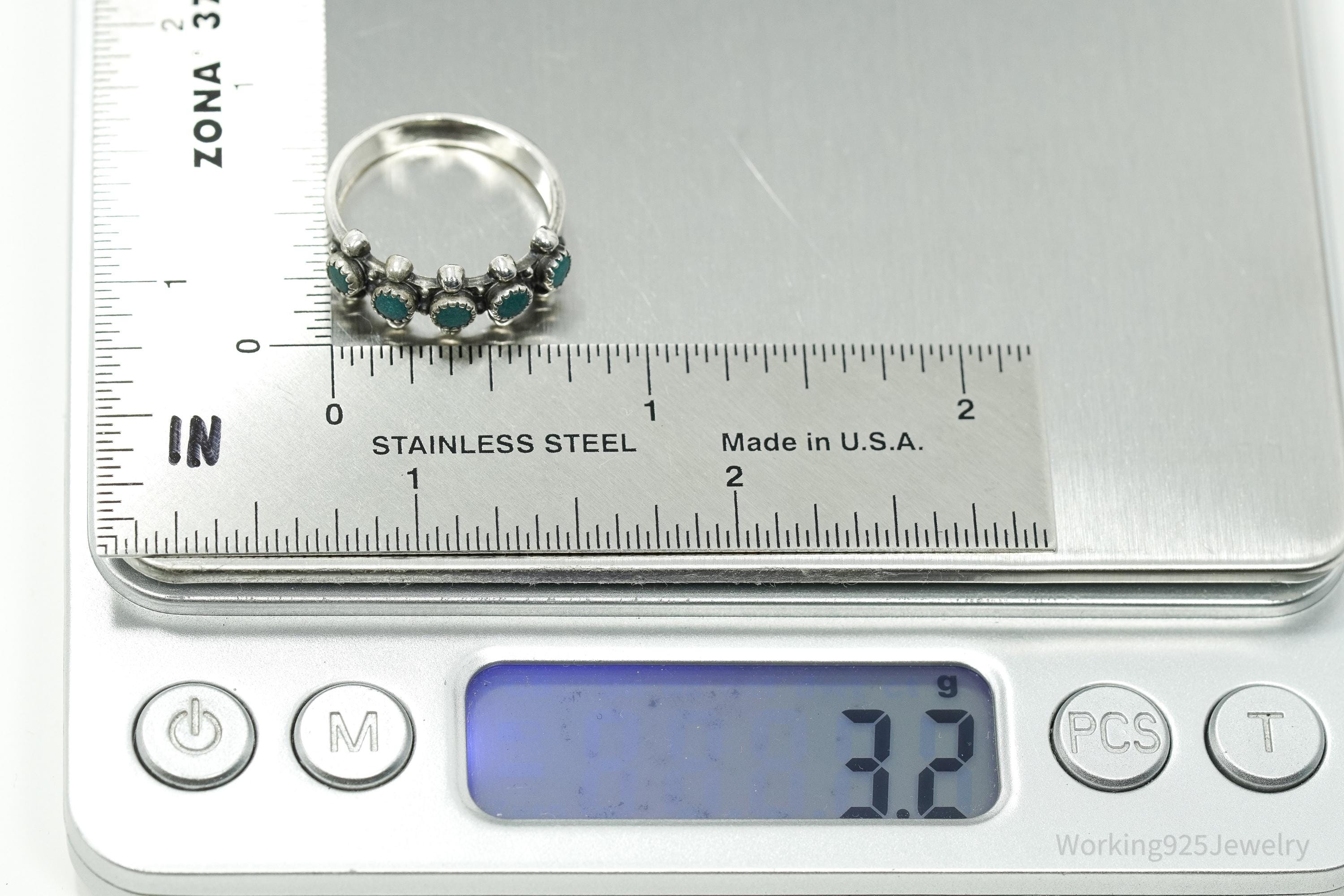 Vintage Native American Turquoise Sterling Silver Ring - Size 7