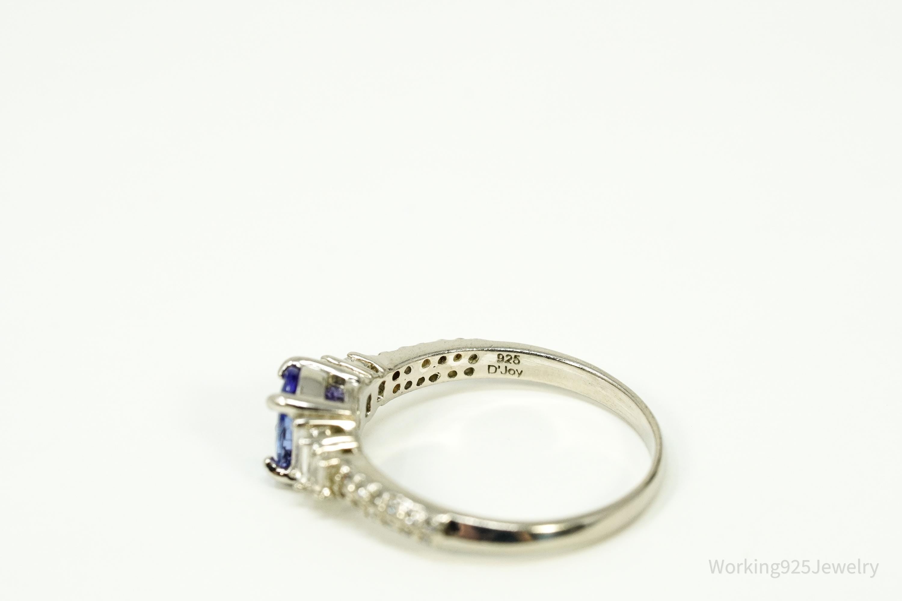 Tanzanite & White Zircon Sterling Silver Ring - Size 7