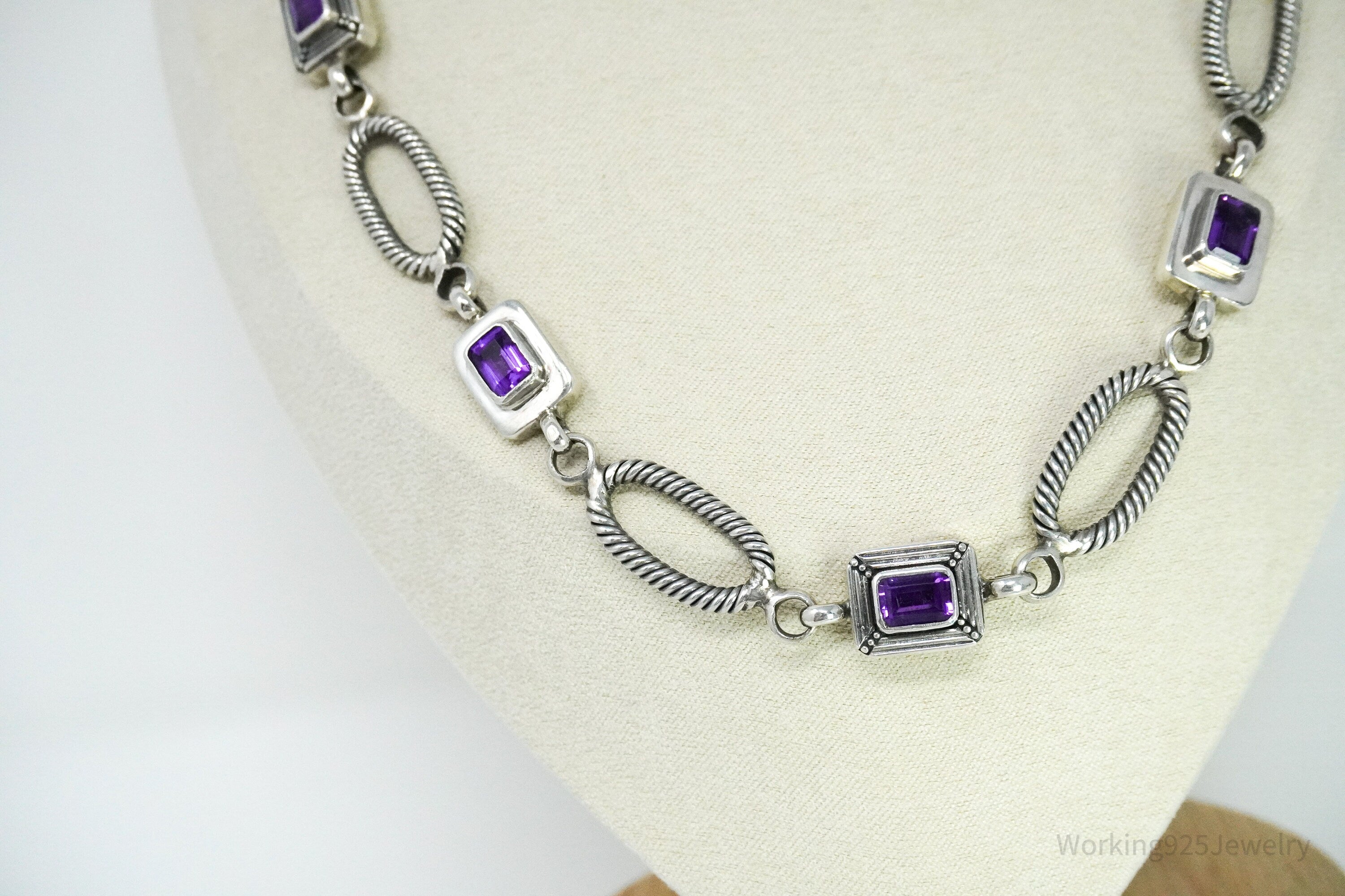 Vintage Designer Amethyst Sterling Silver Necklace 18"