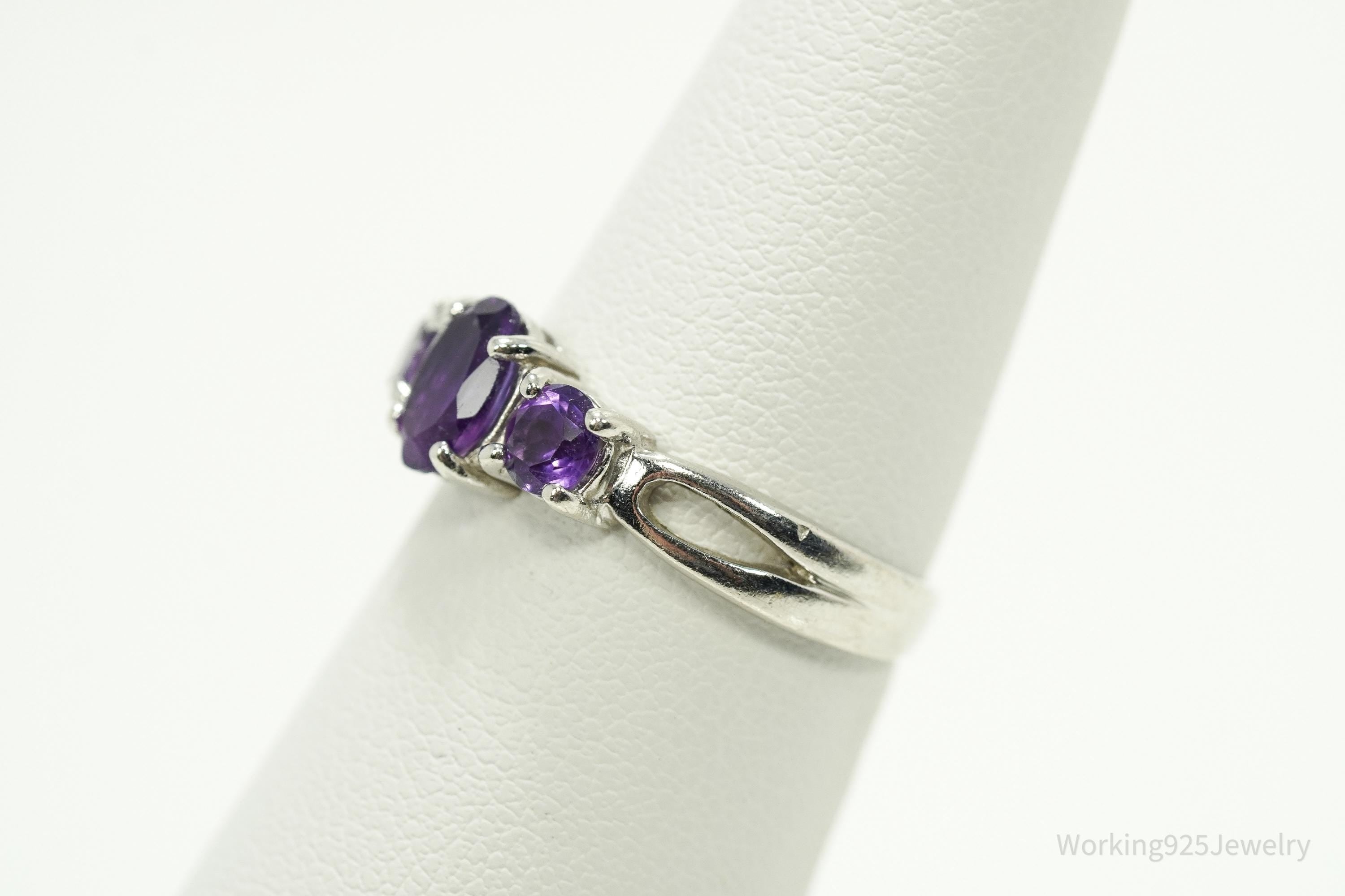 Vintage Amethyst Sterling Silver Ring - Size 6.25