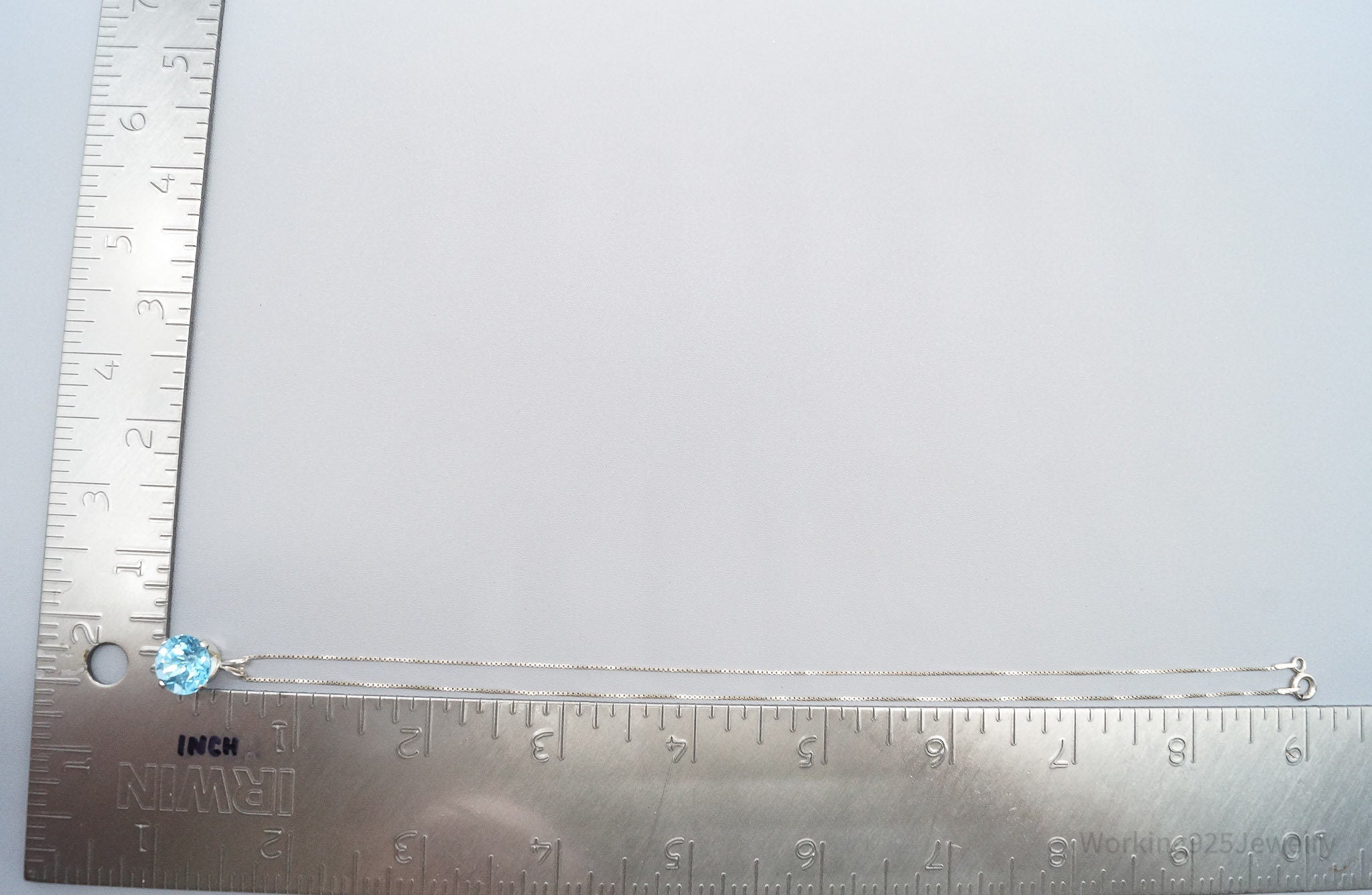 Vintage Large Blue Topaz Sterling Silver Necklace 17"