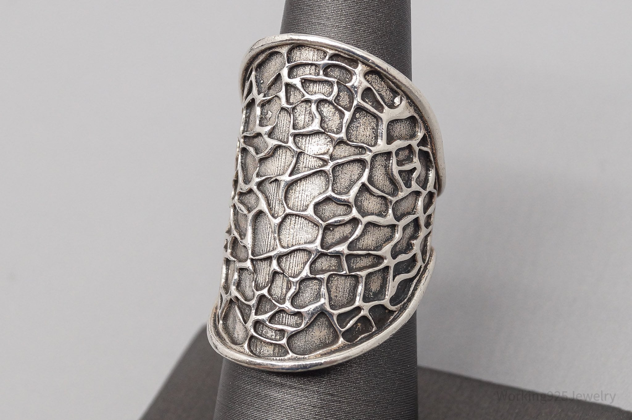 Vintage Brutalist Style Sterling Silver Ring - Size 7.5