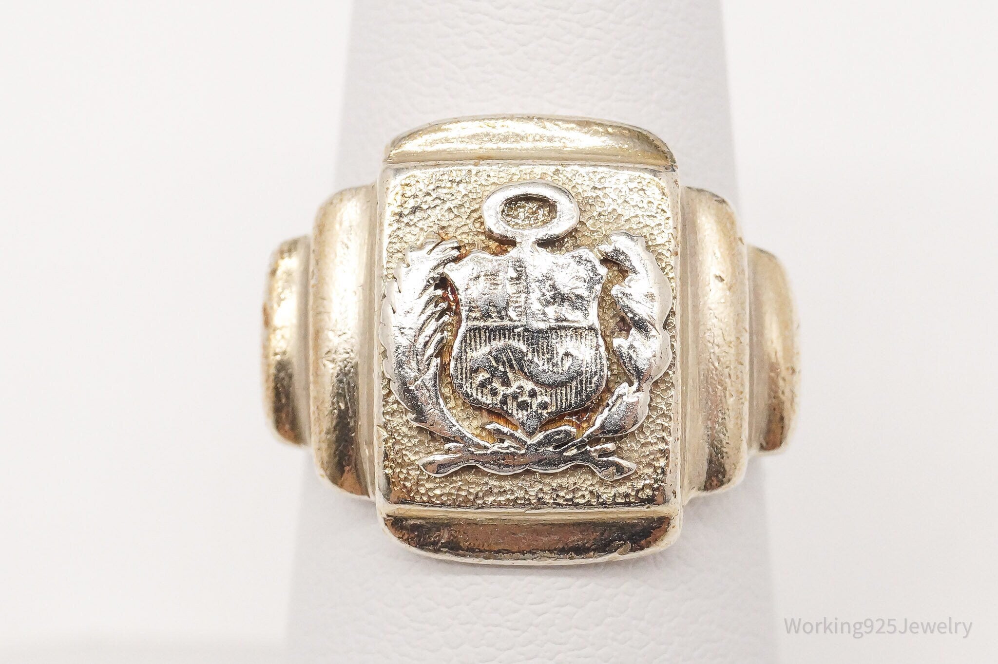 RARE Antique Peru National Coat Of Arms 900 Ring - Size 6.5