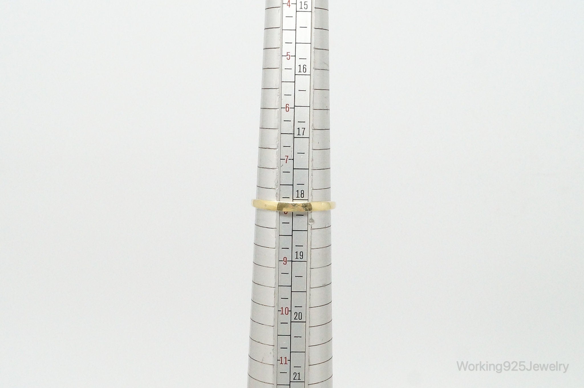 Large Blue Glass Cubic Zirconia Gold Vermeil Sterling Silver Ring - Size 8