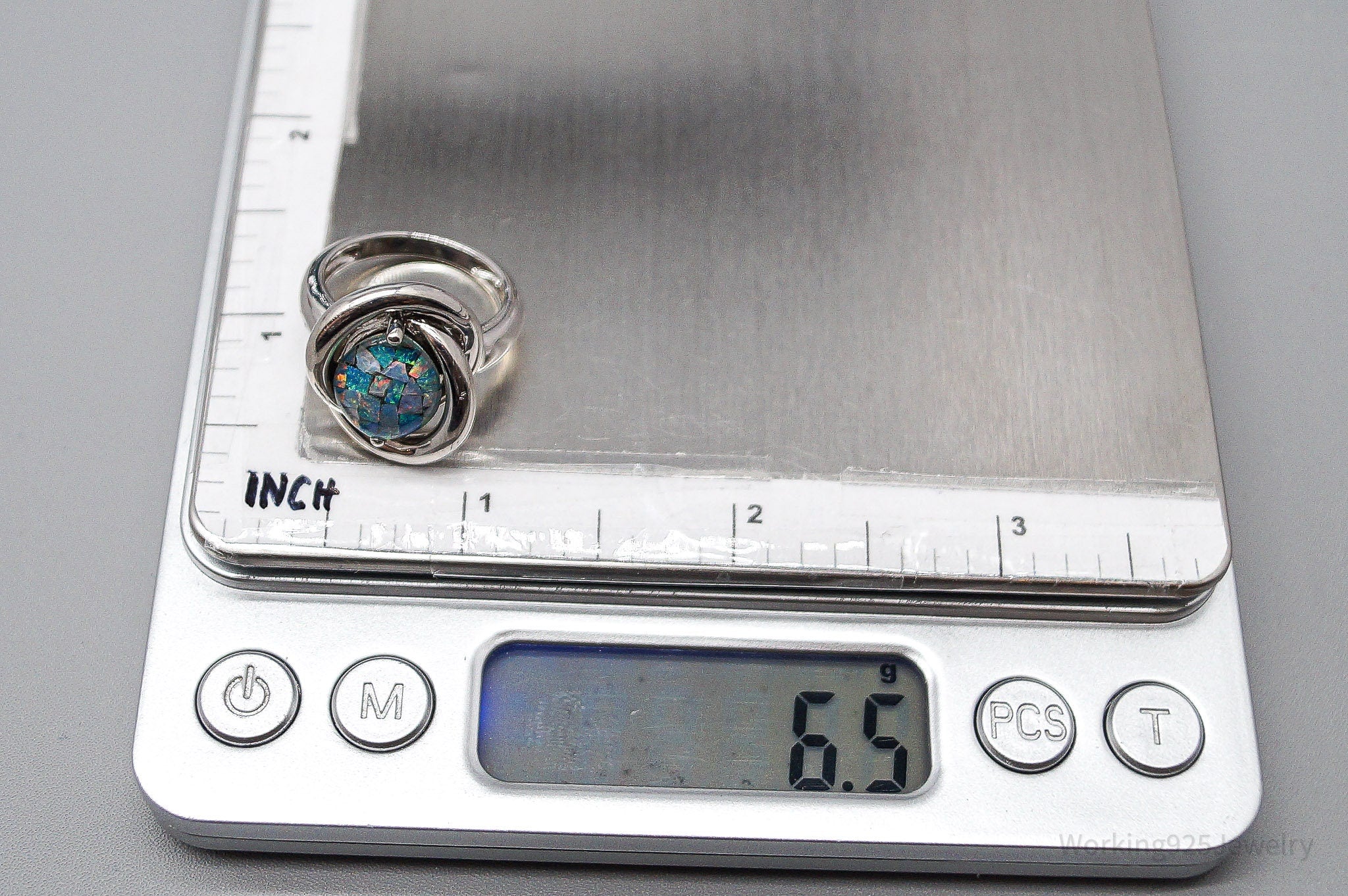 Vintage KN Opal Sterling Silver Ring - Size 7