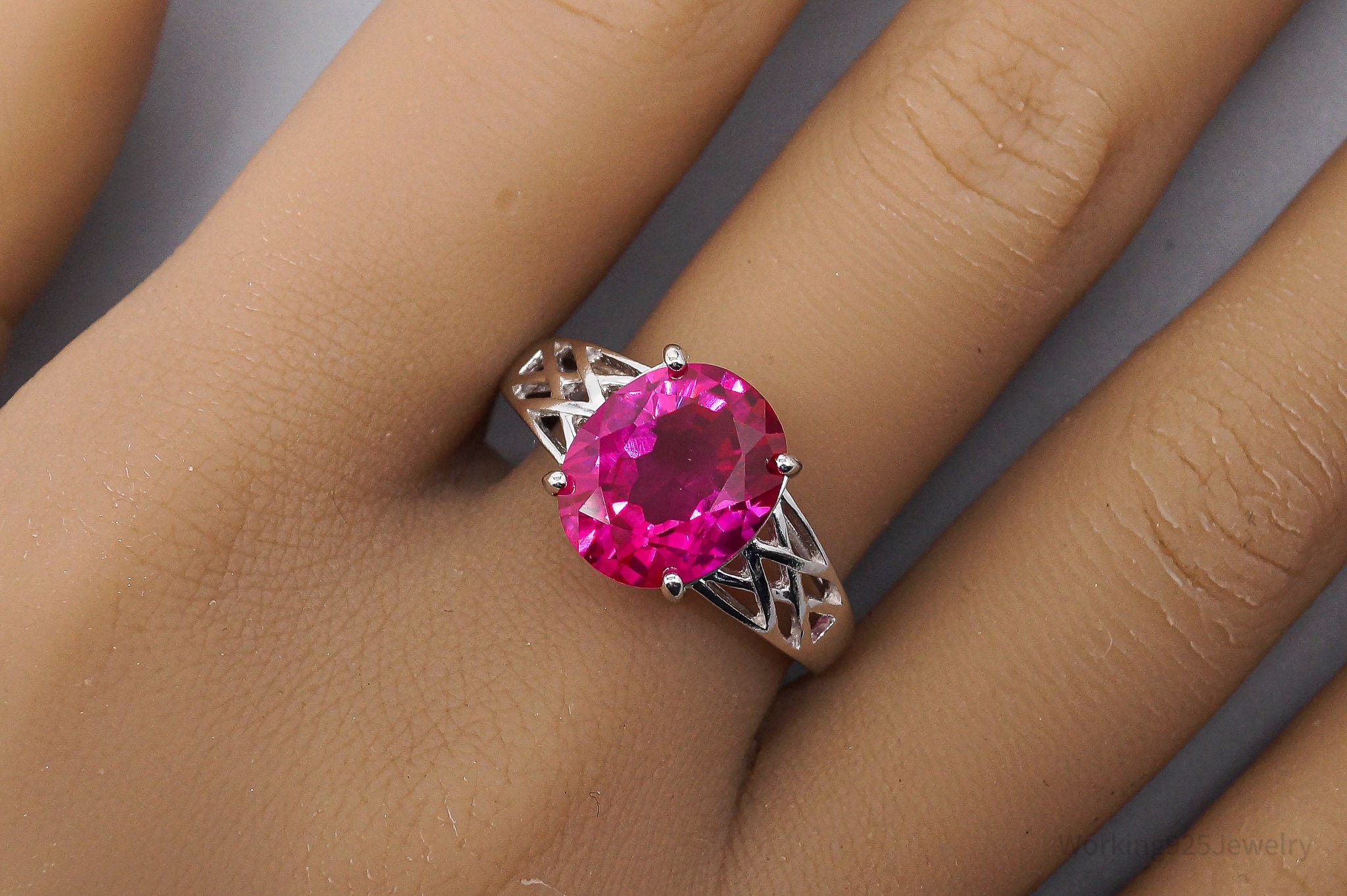 JTV BBJ Lab Ruby Rhodium Over Sterling Silver Ring - Size 9.75