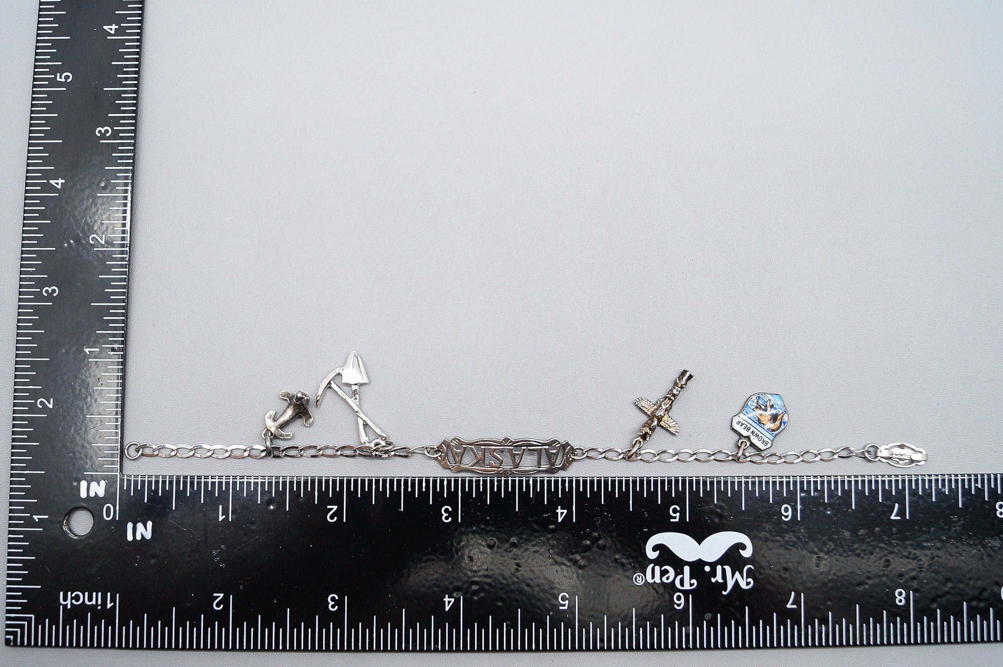 Vintage Uncas Sterling Silver Charm Bracelet - 7 1/8"