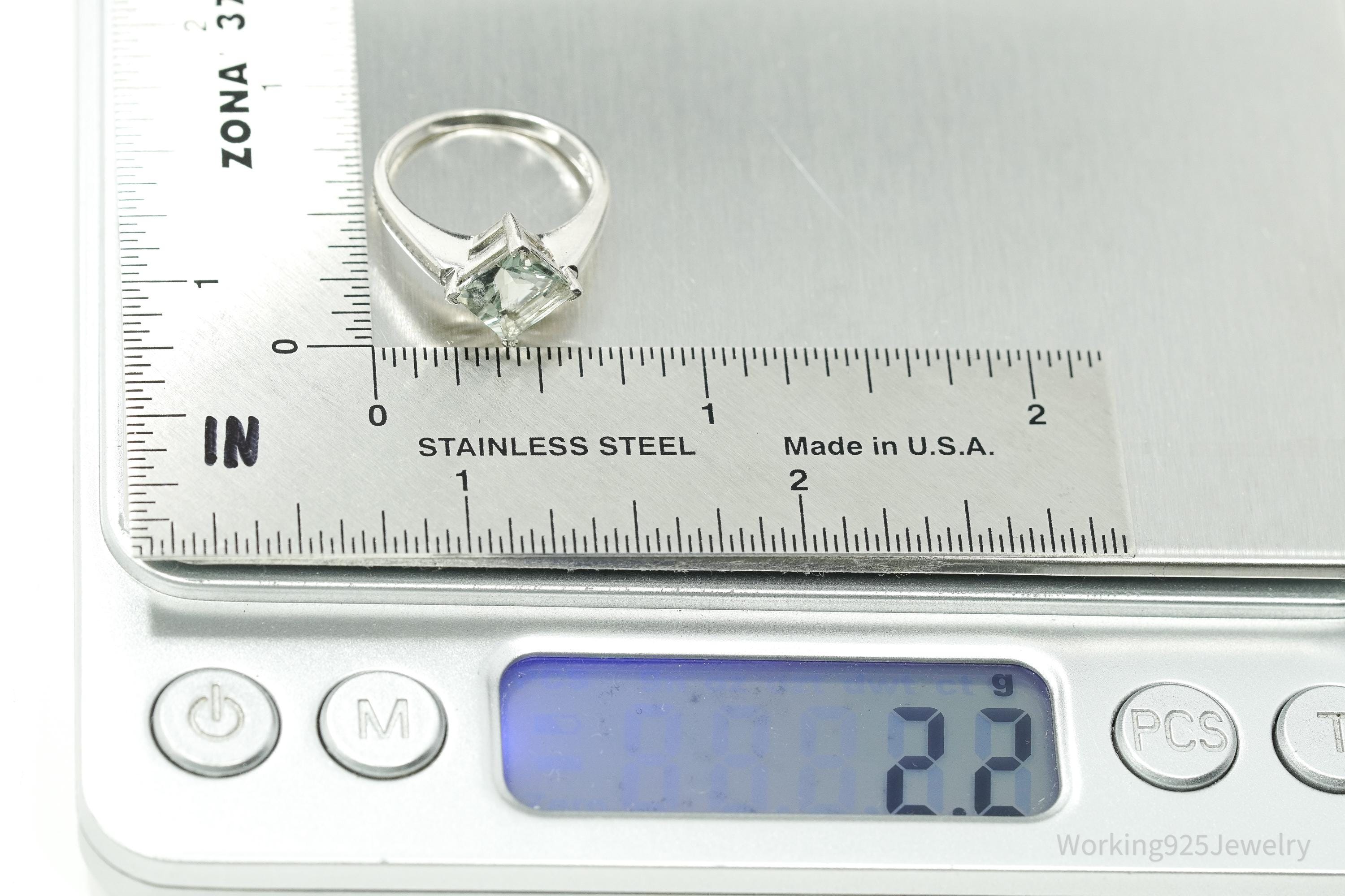 Vintage Prasiolite Sterling Silver Ring - Size 5