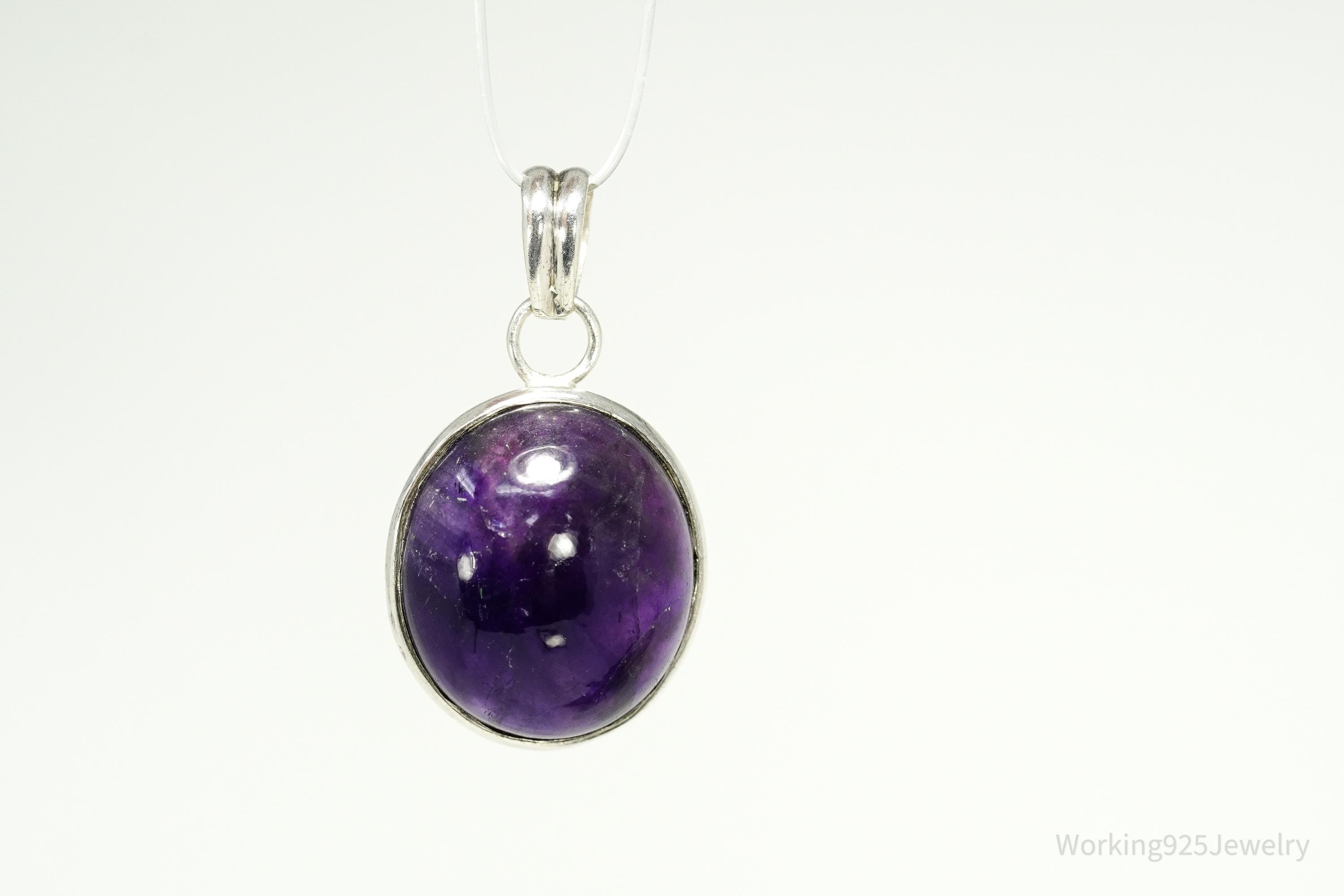 Vintage Large Amethyst Sterling Silver Pendant