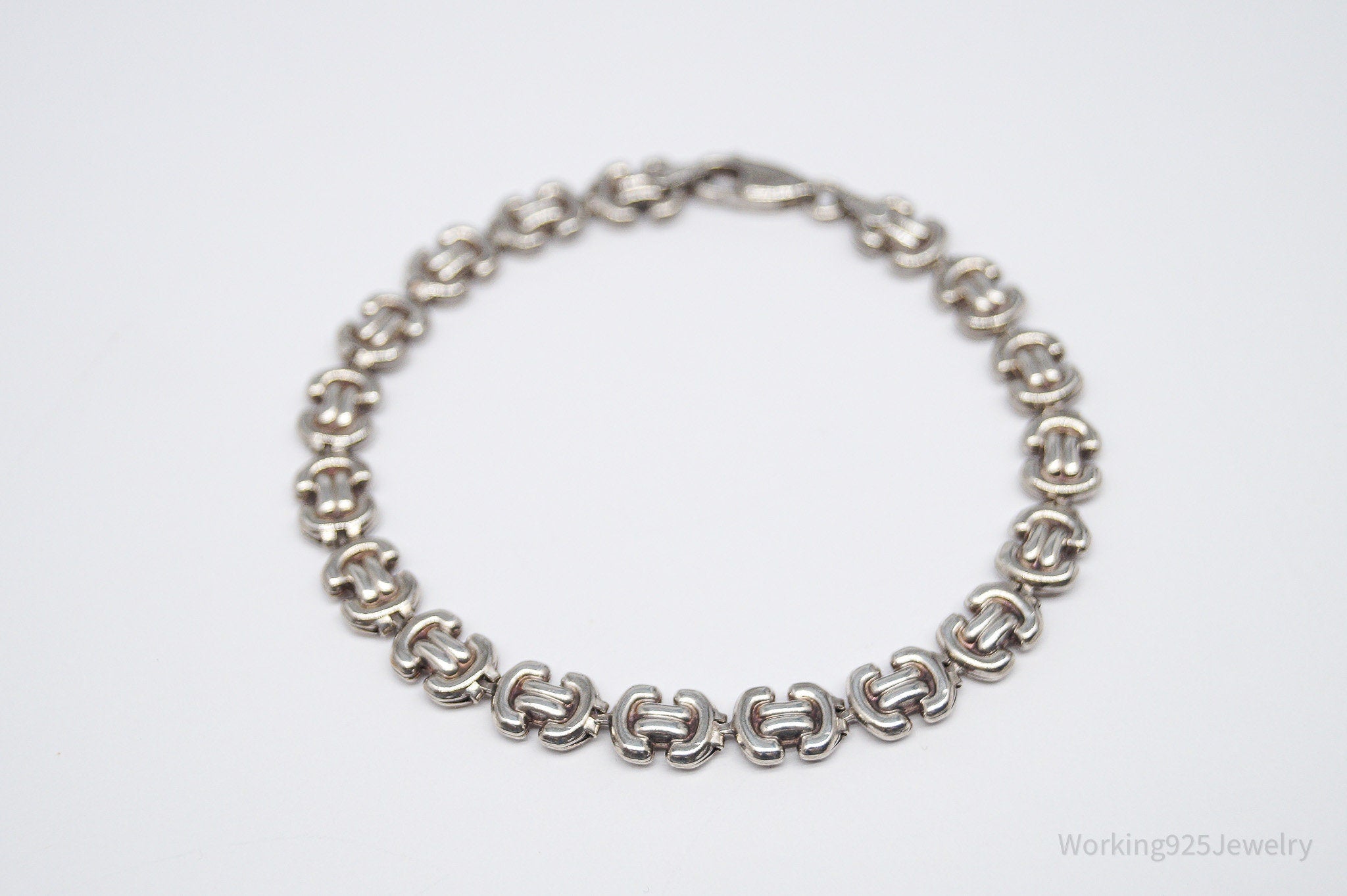 Vintage Italian Designer Sterling Silver Bracelet - 7 3/8"