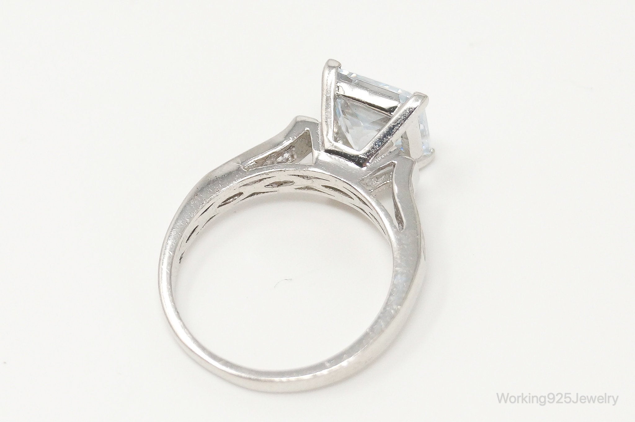 Vintage Designer Seta Large Cubic Zirconia Sterling Silver Ring SZ 8.5