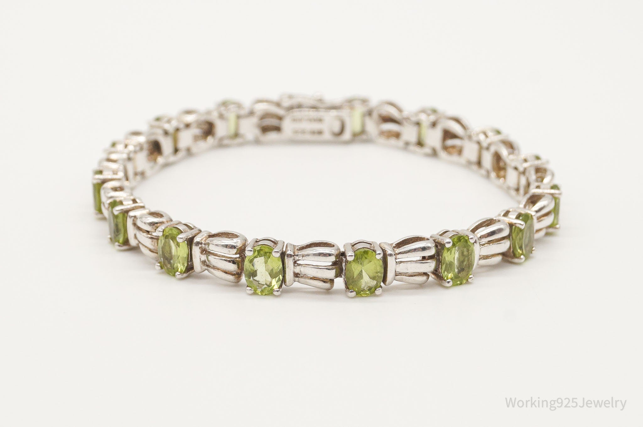 Vintage Peridot Art Deco Sterling Silver Bracelet