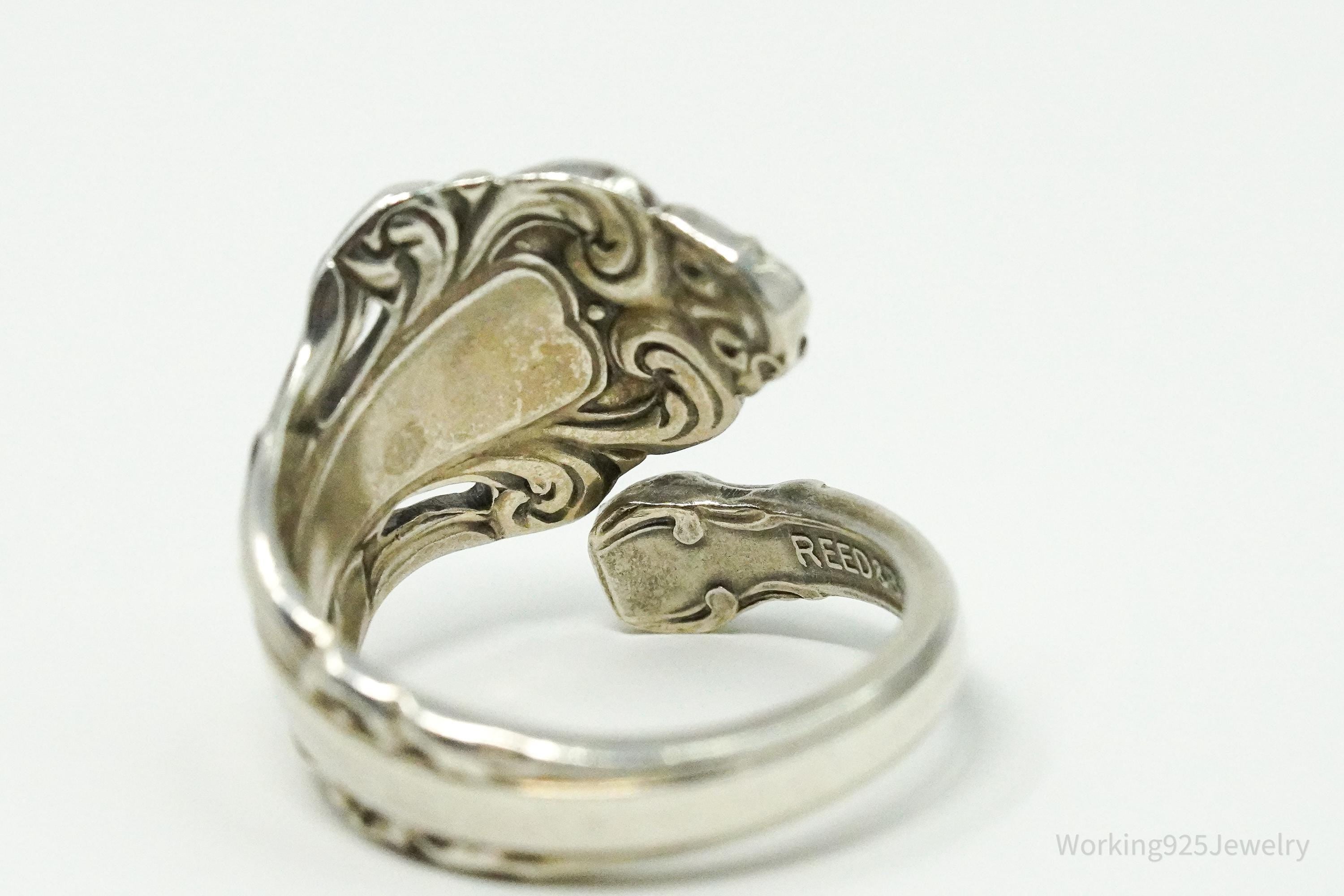 Antique Reed & Barton Repousse Sterling Silver Spoon Ring Size 6.75