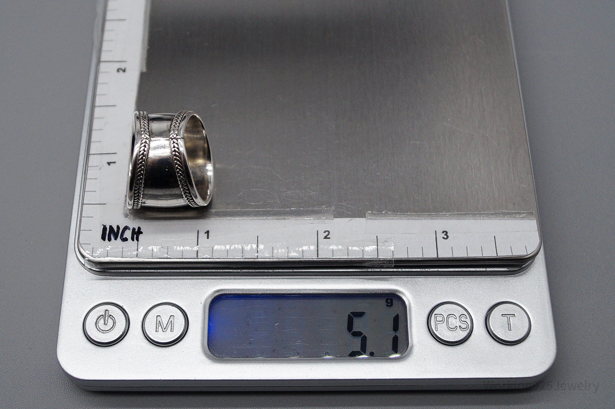 Vintage Sterling Silver Wide Band Ring - Size 7.75