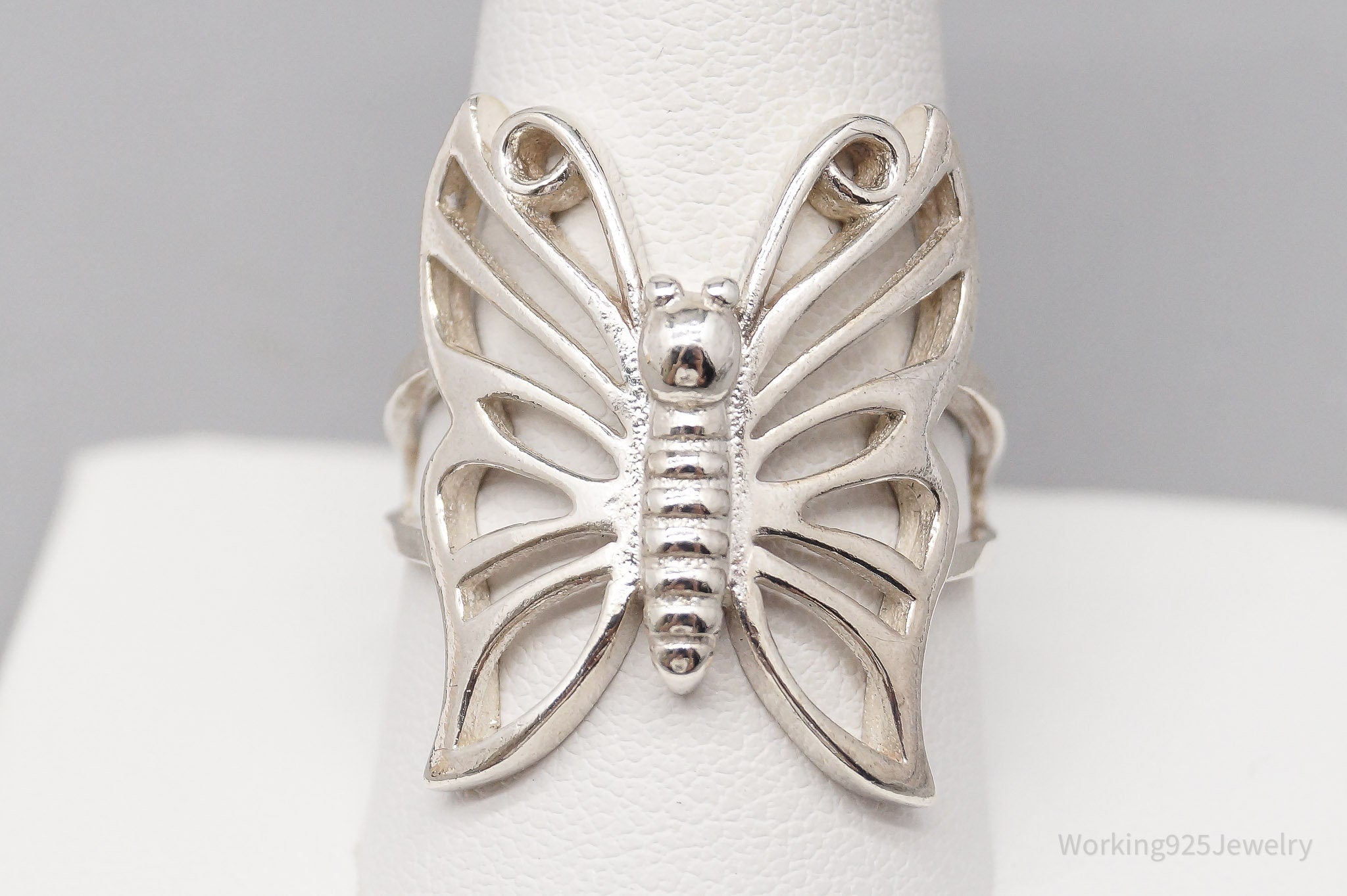 Vintage Butterfly Sterling Silver Ring - Size 10.25