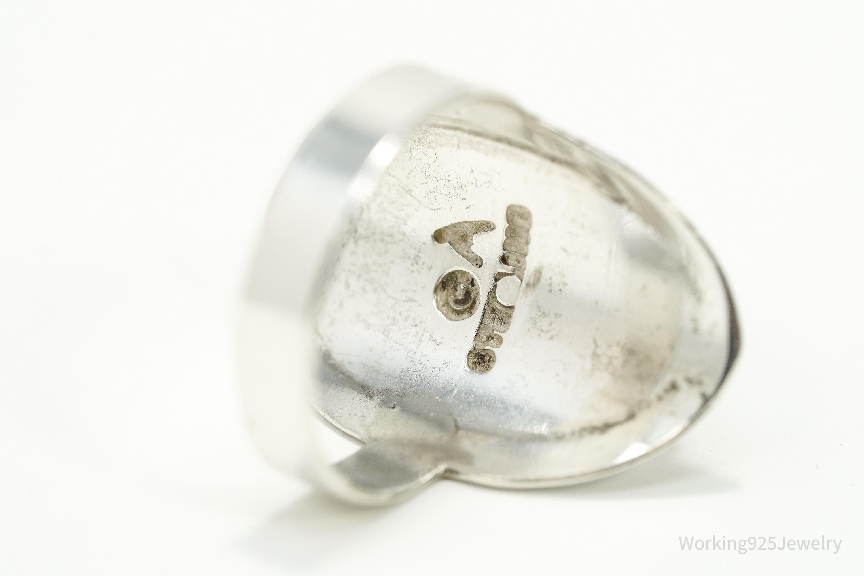 Vintage Lapis Lazuli Modernist Style Sterling Silver Ring - Size 8.5