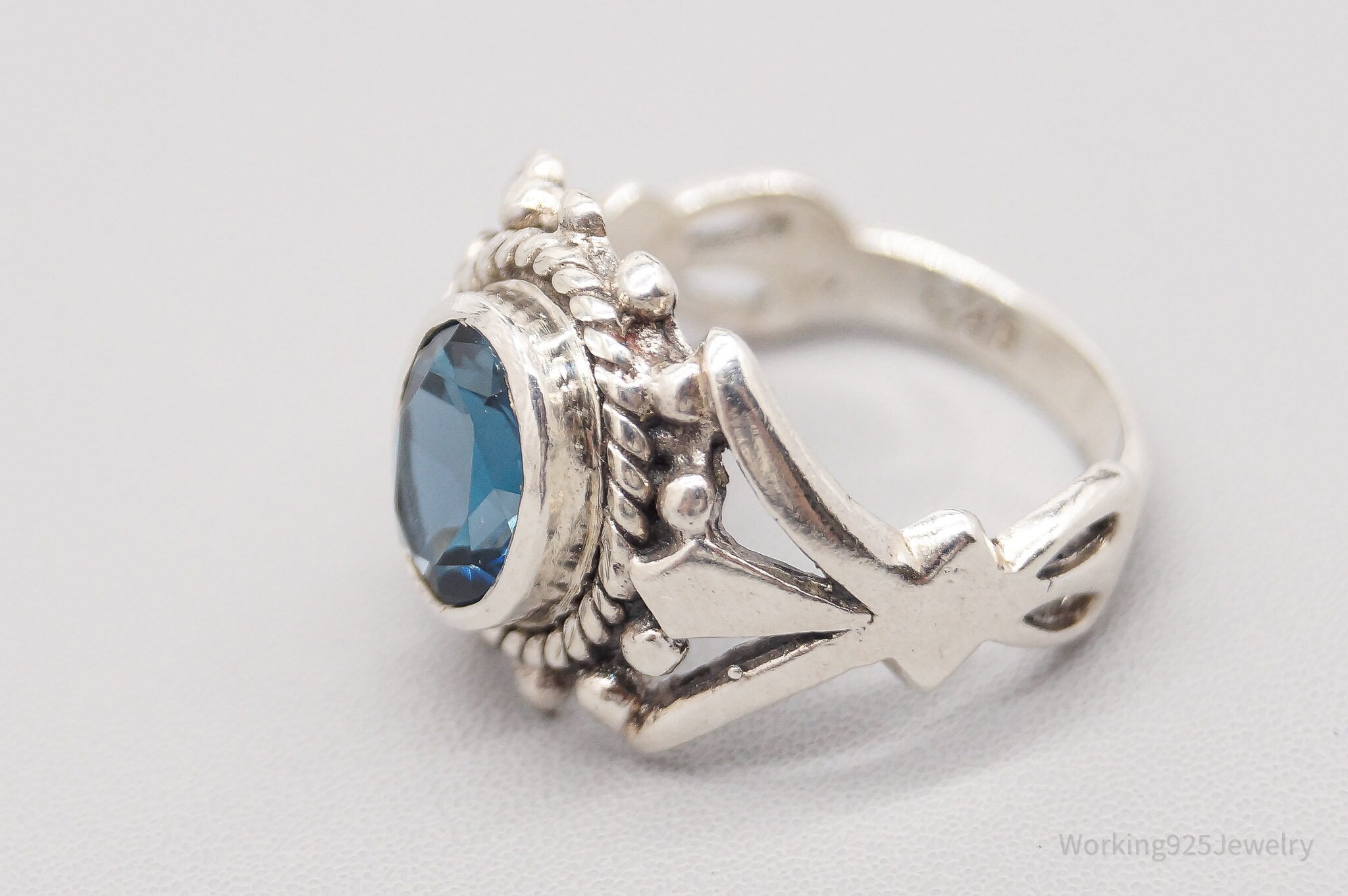Vintage London Blue Topaz Sterling Silver Ring - Size 4.75